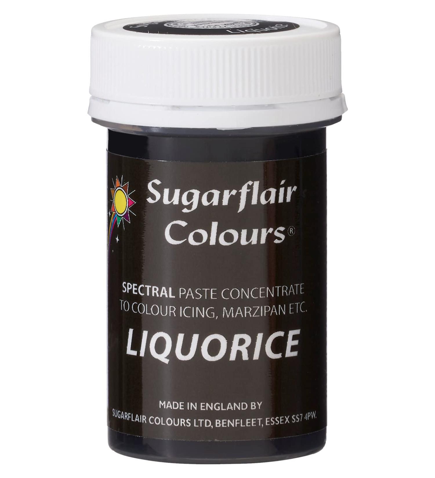 Sugarflair Liquorice Black Spectral Food Colouring Paste Highly Concentrated for Use with Sugar Pastes Buttercream Royal Icing or Cake Mix Vibrant Colour Dye - 25g