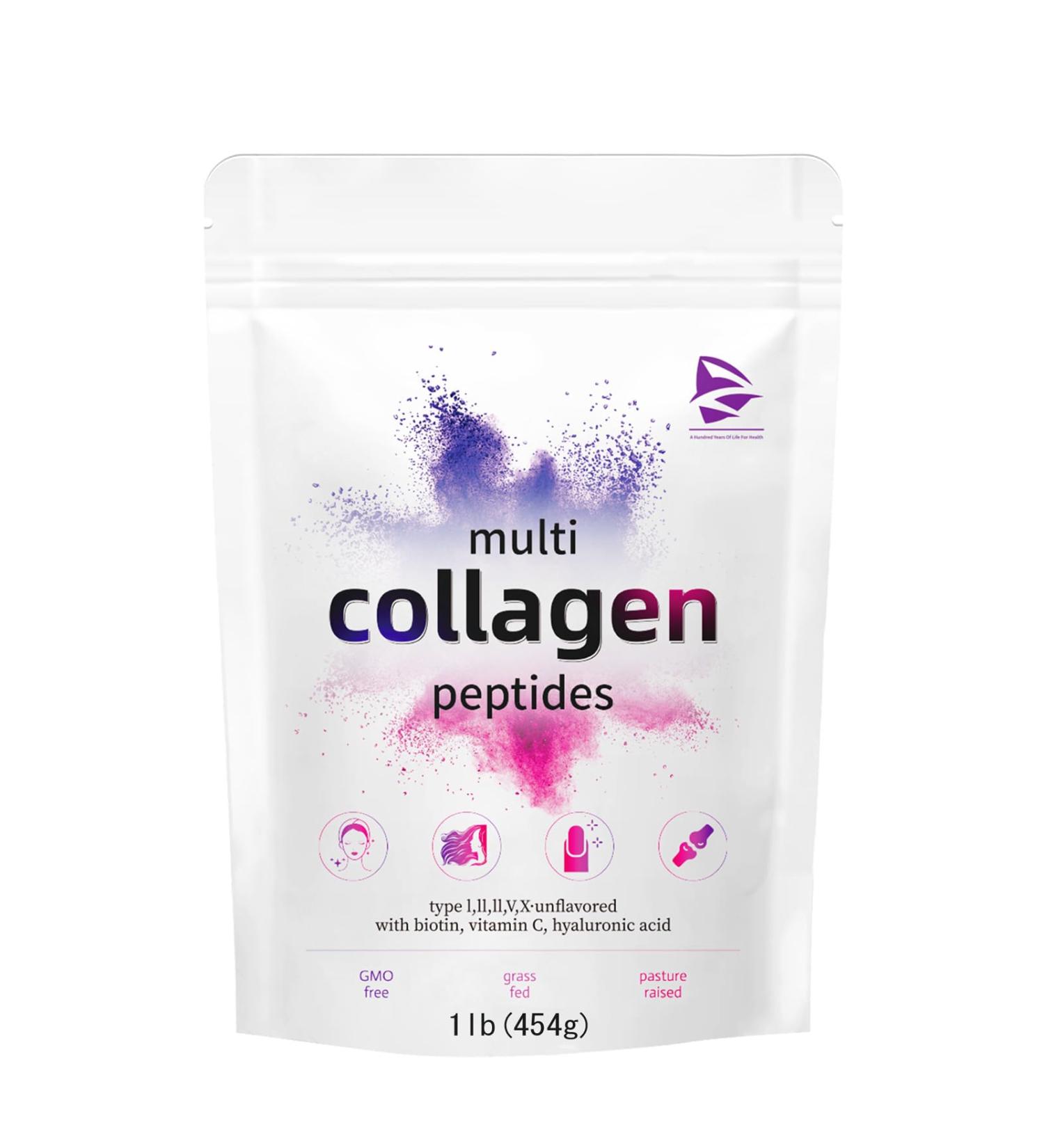 Multi Collagen Protein Powder Multi Collagen Peptides Types i ii iii v x Hydrolyzed Collagen Peptides with Hyaluronic Acid Biotin & Vitamin C Unflavored Collagen Peptides (1) - Buy Online on GoSupps.com