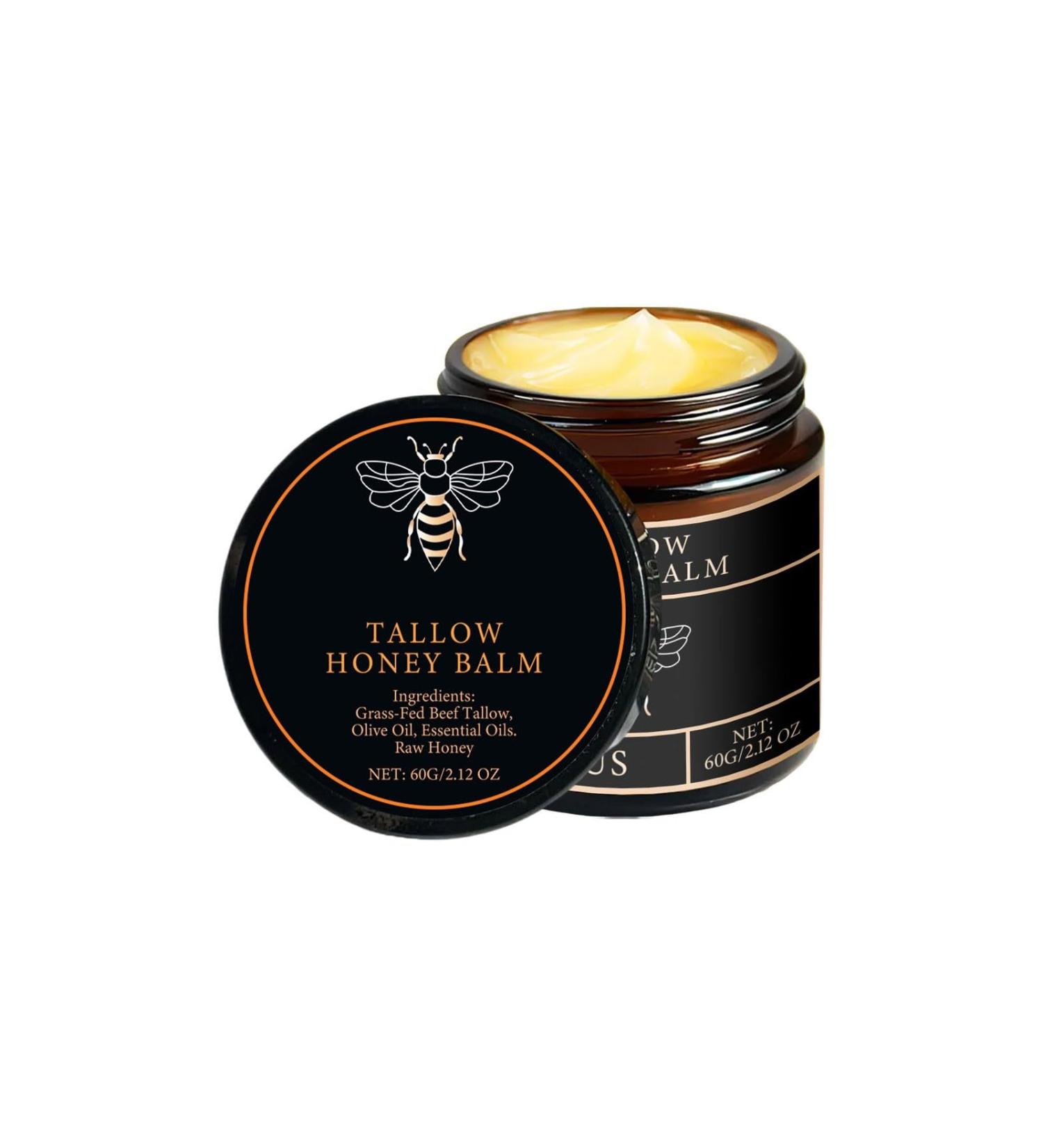 Beef Tallow and Honey Balm - Firming Moisturizing Cream Hydrates and Nourishes Repairs Skin Barrier Smooths and Softens Skin Revitalizes Skin's Vitality 60g/2.12oz Black - Buy Online on GoSupps.com