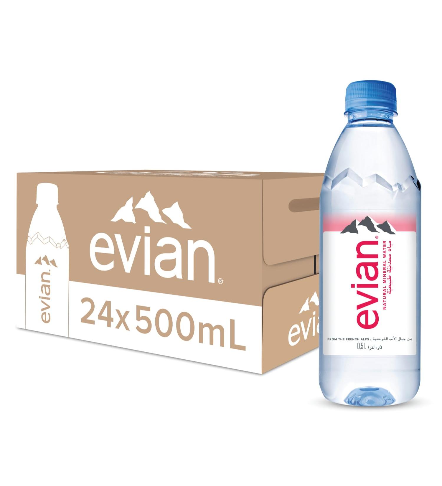  evian Evian Natural Mineral Water 24 x 500 ml - Buy Online on GoSupps.com