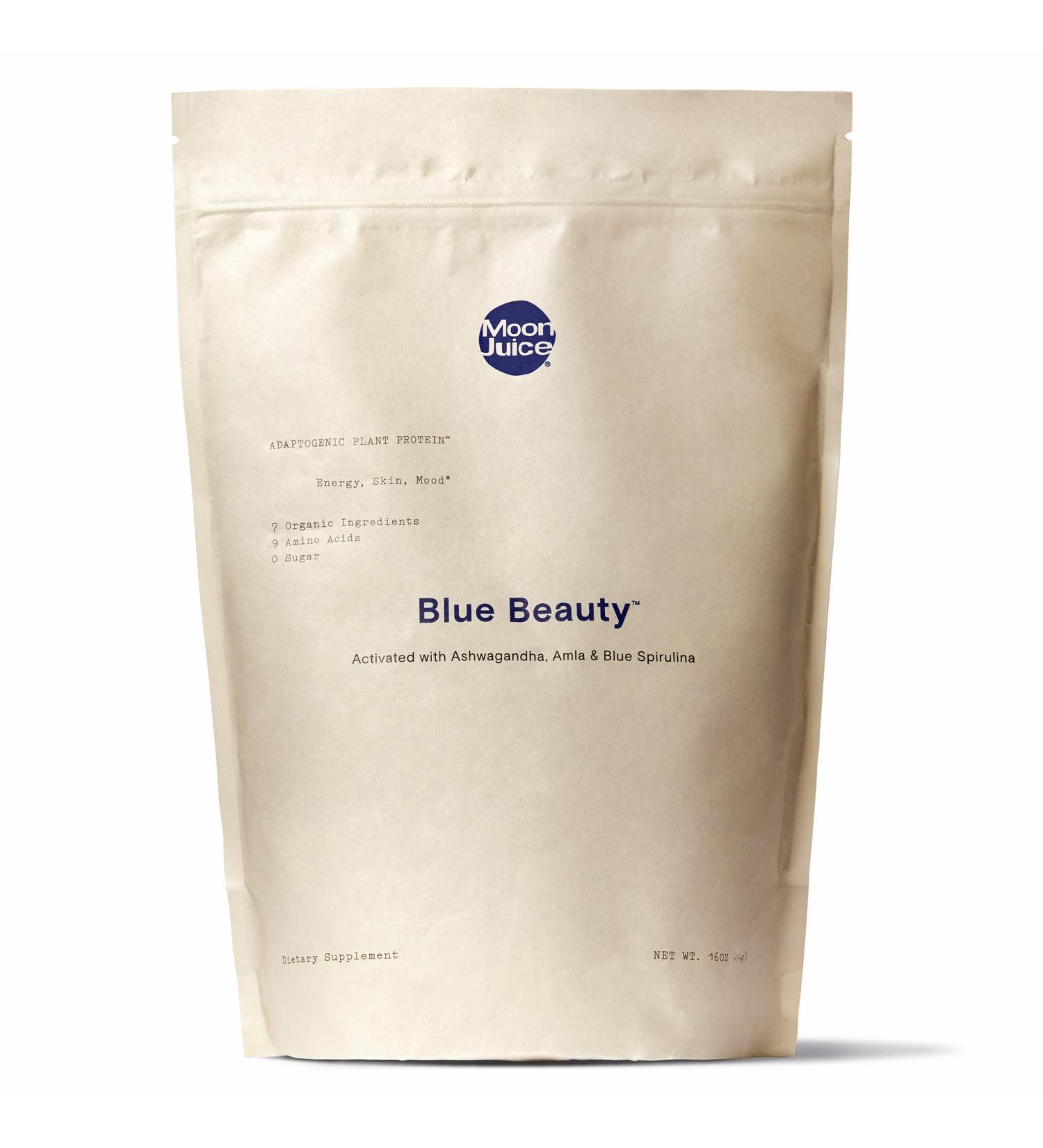 Blue Beauty Adaptogenic Protein Powder with Ashwagandha & Blue Spirulina (16oz) - Energy Support | Moon Juice - Buy Online on GoSupps.com