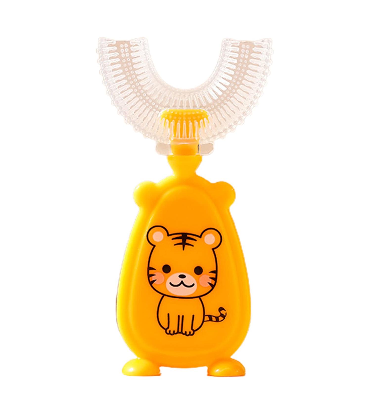 Liquid Silicone Soft Bristle Brush Head Standing Infant Toothbrush Convenient Baby Toothbrush Safe Use Silicone 360 Degree U-shaped Baby Tooth Brush for Daily Use Yellow Large Large Yellow - Buy Online on GoSupps.com