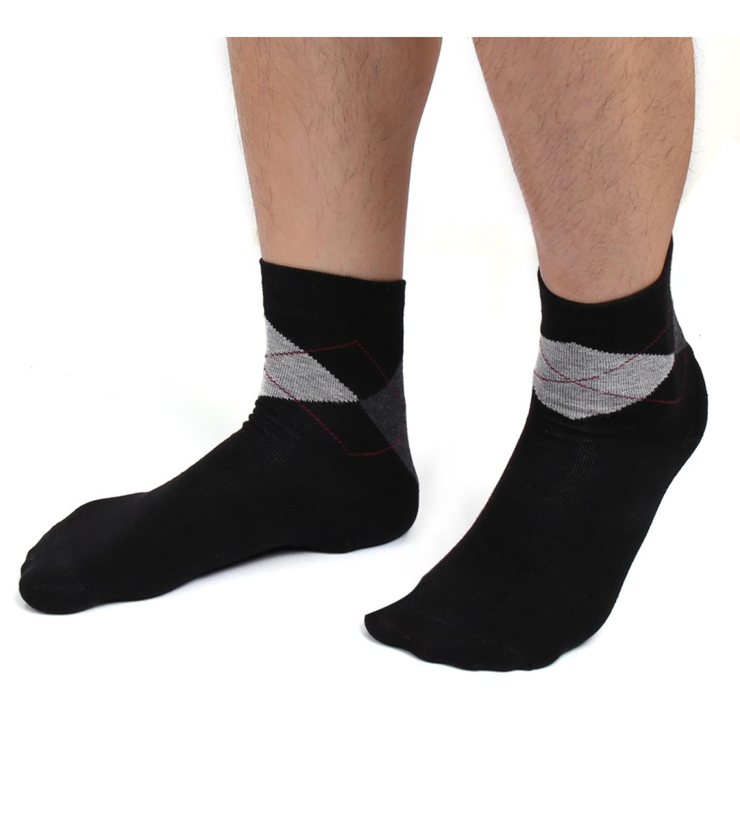 1 paire d'imprim s Argyle hydratants ramollissant cracke D Skin Gel Chaussettes de talon noir pour hommes - Buy Online on GoSupps.com