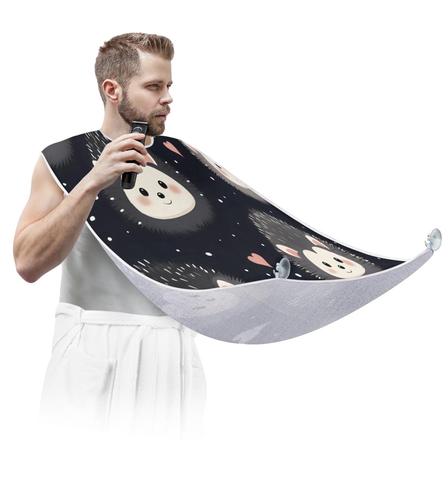 Animal Hedgehog Beard Bib Apron - Best Beard Hair Catcher for Men Perfect Father's Day & Christmas Gift with Suction Cups - Buy Online on GoSupps.com