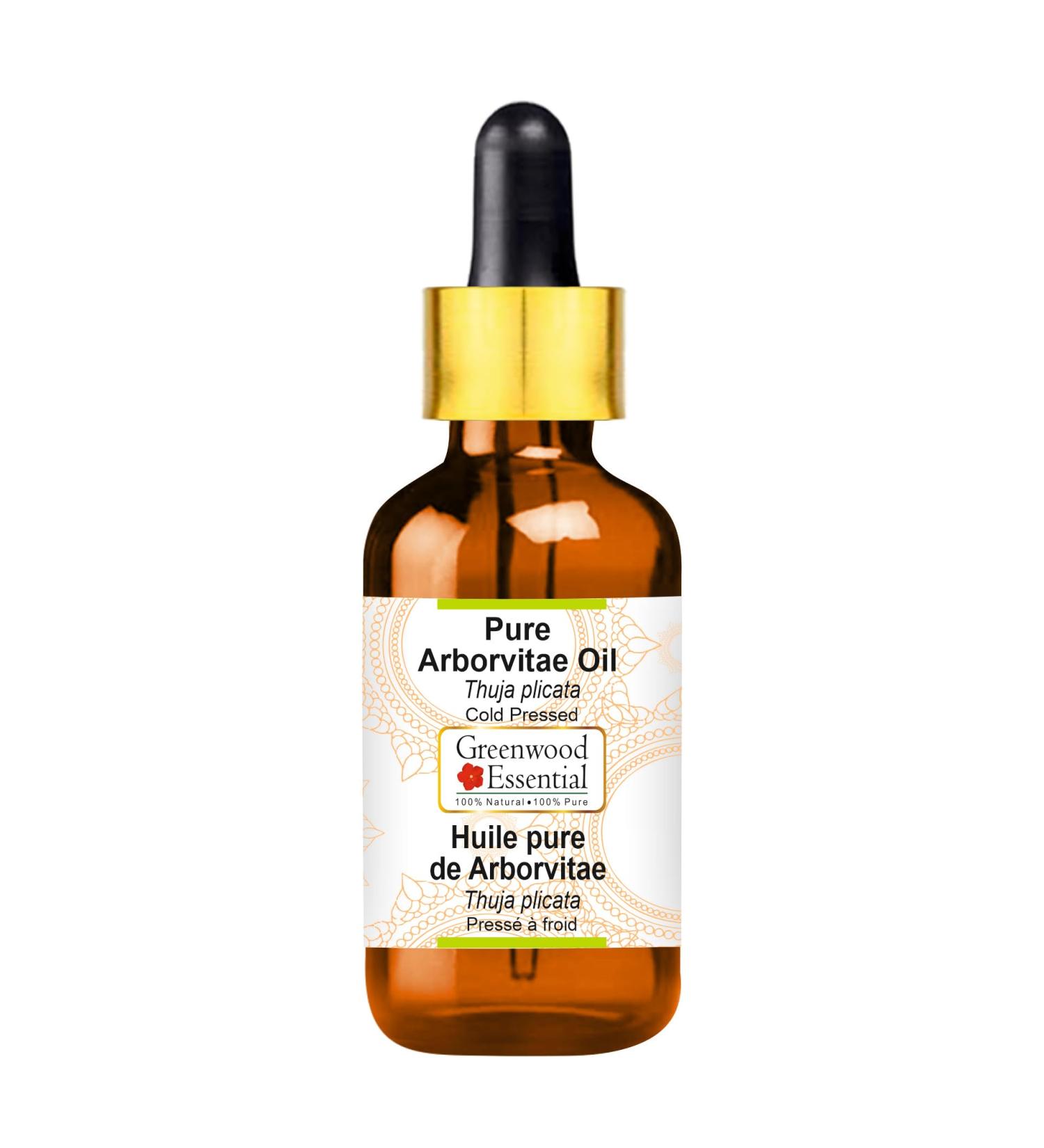 Greenwood Essential Pure Arborvitae Oil (Thuja plicata) with Glass Dropper Cold Pressed 100ml (3.38 oz) - Buy Online on GoSupps.com
