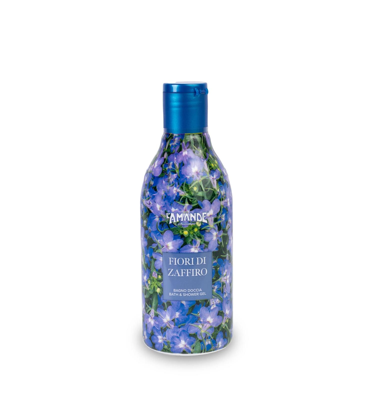 L'Amande L'AMANDE - Fresh and delicate bubble bath for men and women with green tea cleansing and moisturizing body gel with almond and caramel natural vanilla foam bath - sapphire flowers 250 ml