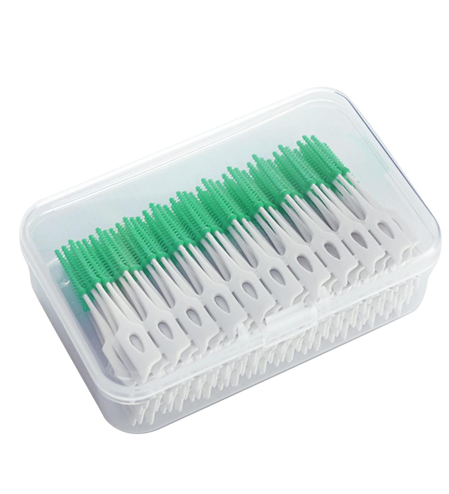 Interdental Brush Silicone Set (160 Brushes) - Teeny Green Toothpick Alternative for Effective Meal Residue Cleaning - Buy Online on GoSupps.com