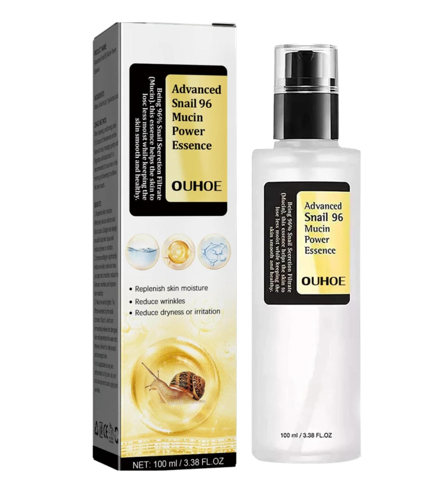 OUHOE Snail Mucin 96% Power Repairing Essence - Hydrating Serum for Dull Skin & Fine Lines | Korean Skincare 100ml - International Shipping Available - Buy Online on GoSupps.com