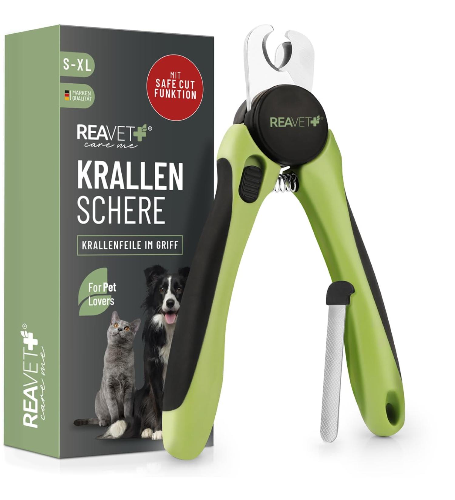 Reavet Claw Scissors for Dogs & Cats - Stainless Steel Nail Clippers with Claw File & Distance Holder for Pet Nail Care - Buy Online on GoSupps.com