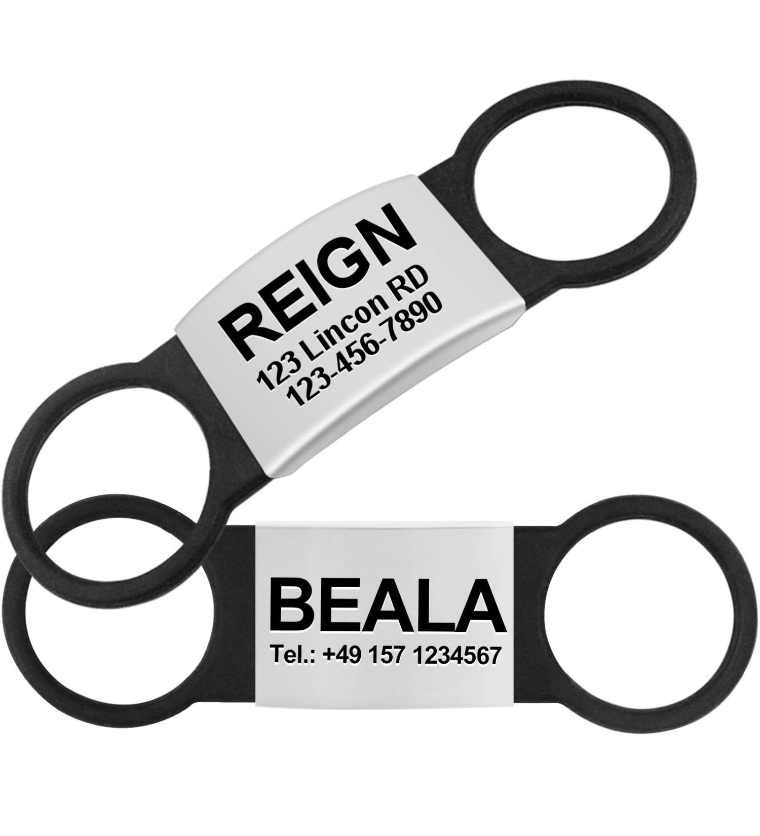 Tagme 2 Pack Personalized Dog Tags for Small & Medium Breeds - Engraved Durable Black Design for Dogs & Cats - Buy Online on GoSupps.com