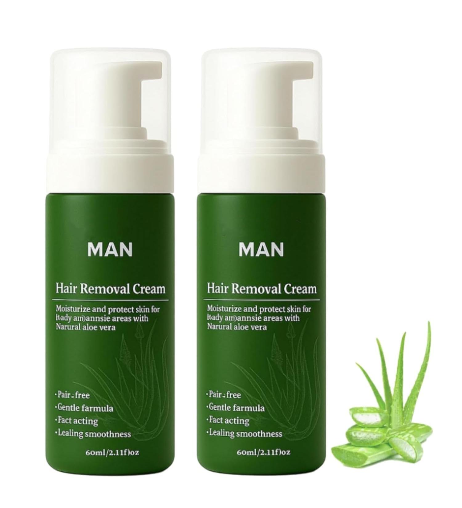 Cr me d pilatoire pour homme formul e l'aloe vera naturel adapt e au visage au corps et aux parties intimes. Une mousse d pilatoire rapide douce et hydratante pour le visage et le corps 2Pcs - Buy Online on GoSupps.com