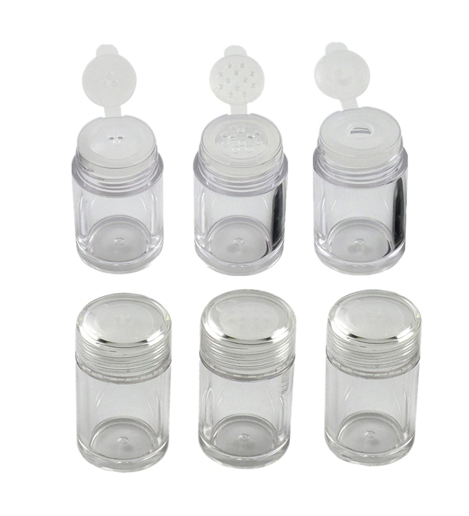 6 Pieces 10ml Mini Refillable Empty Loose Powder Bottles - Travel Cosmetic Containers for Glitter & Eyeshadow - Buy Online on GoSupps.com