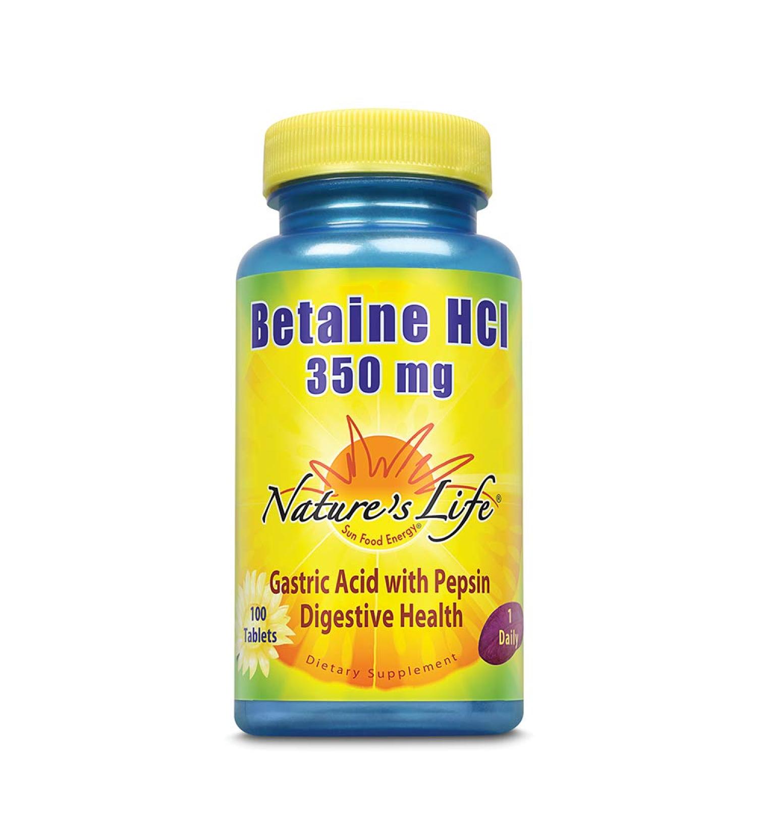 Nature's Life Betaine HCL 350mg - 100 Tablets for Digestive Support - Buy Online on GoSupps.com
