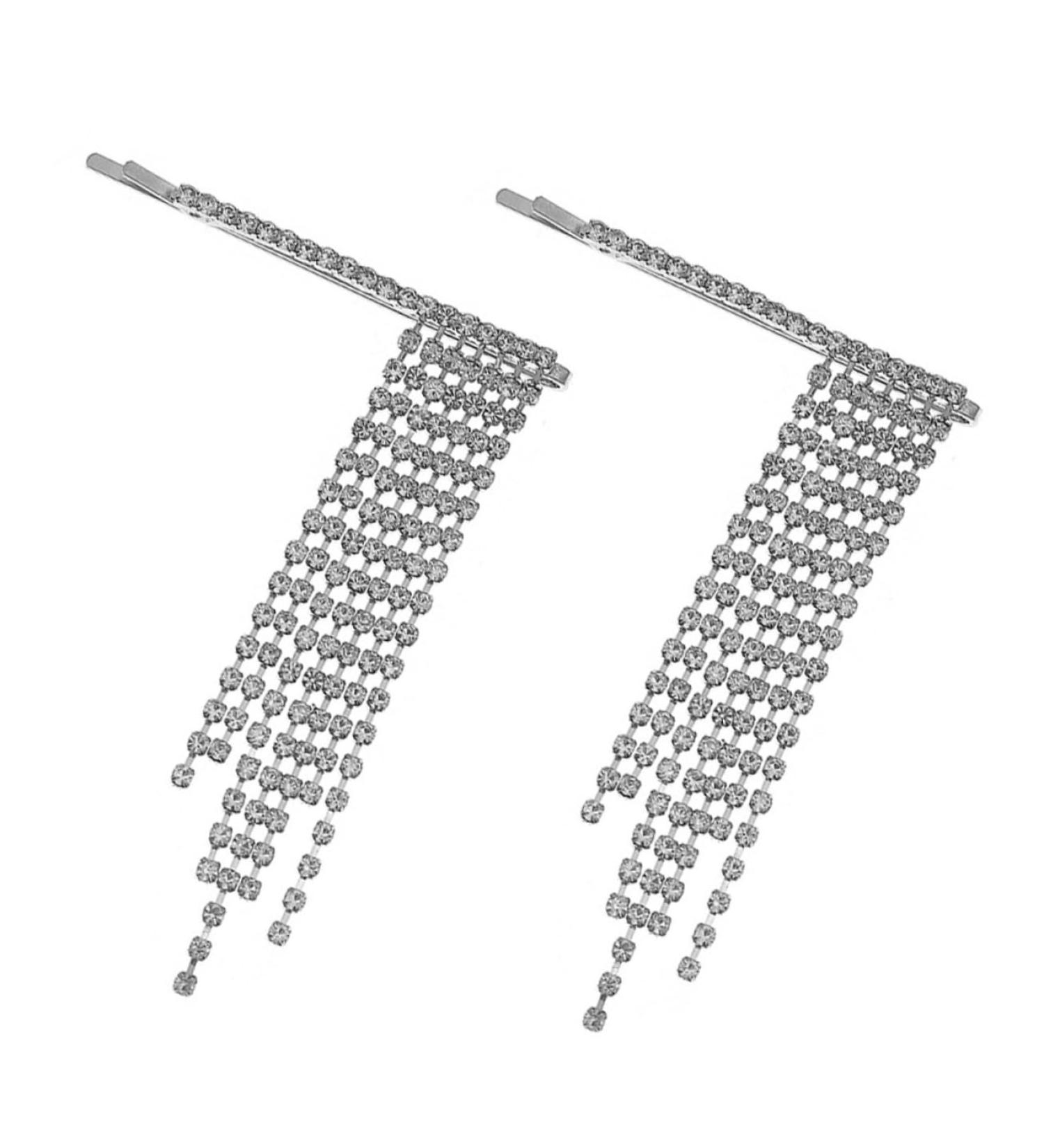 Beaupretty 1pair Tassel Hair Clip Rhinestone Headpiece Women's Hair Clips Hair Clips for Girls Crystal Bridal Hairpin Girl Birthday Headpiece for Women Stylish Hairpin Tassels Hairpins - Buy Online on GoSupps.com