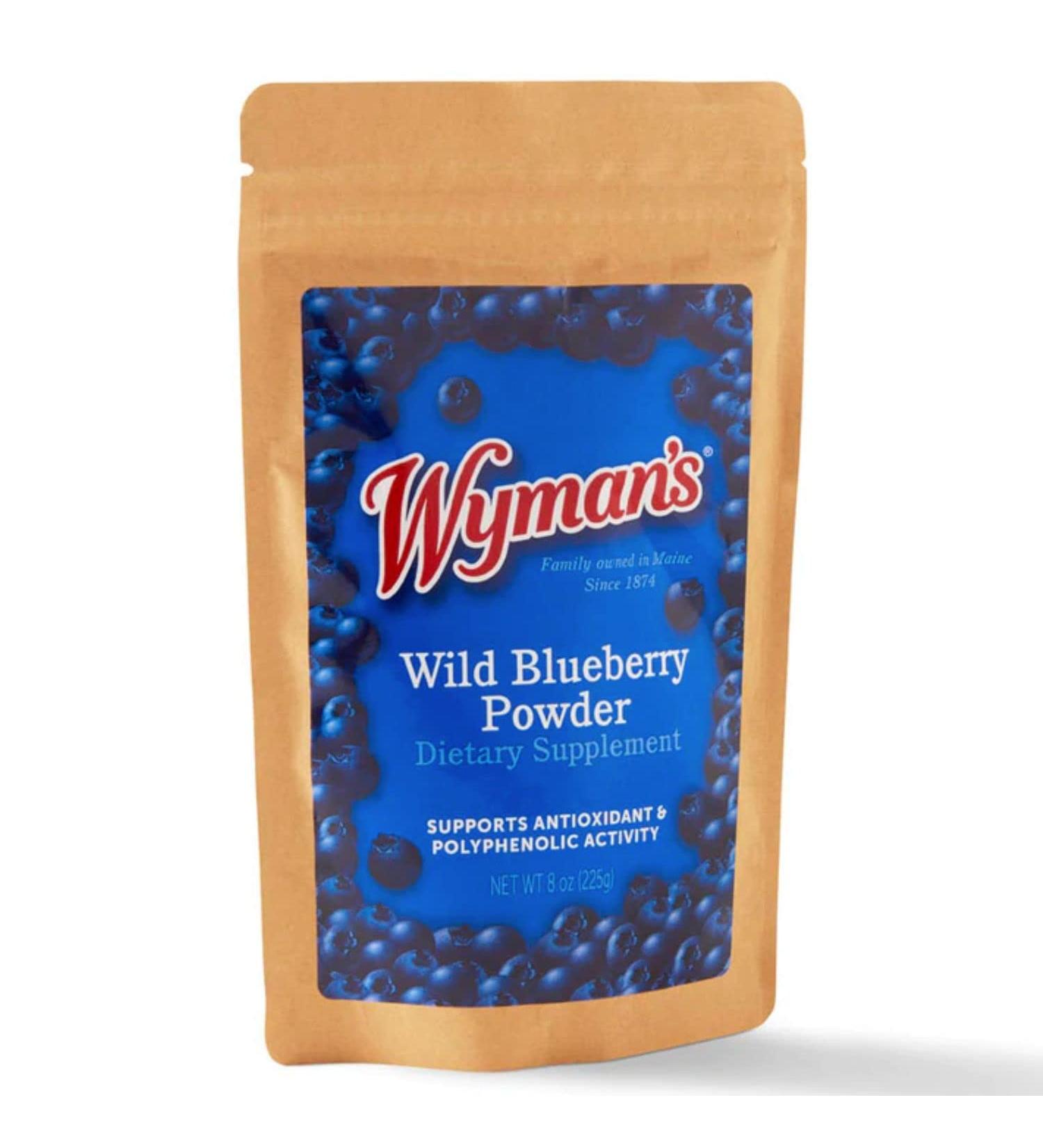 Wyman's Wild Blueberry Powder - 100% Wild Blueberries for Antioxidant-Rich Smoothies & Baking - 8oz Resealable Pouch - Buy Online on GoSupps.com