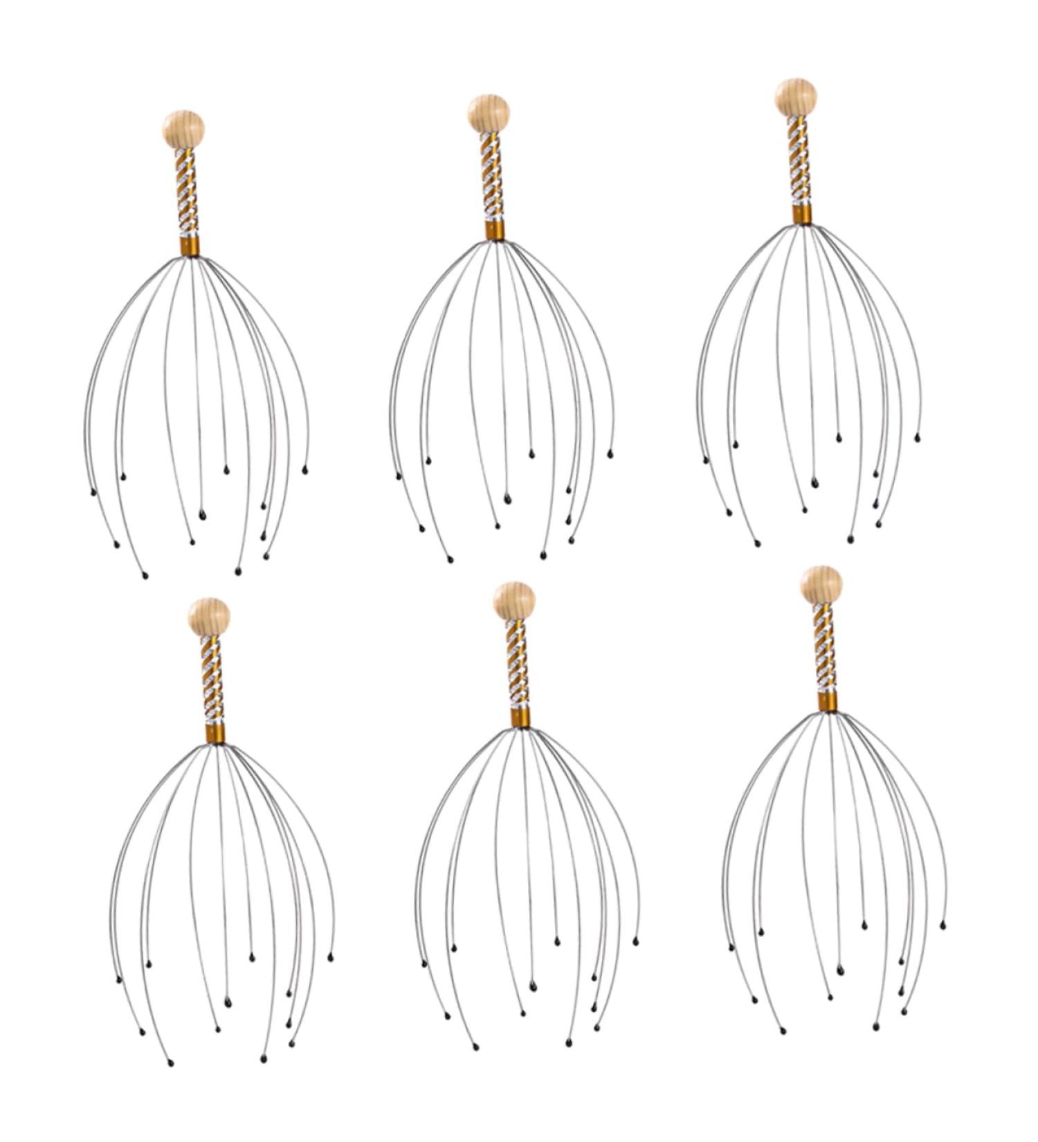 Frcolor 6-Mode Scalp Massage Brush - Multifunctional Handheld Hair Wash Scrubber & Steel Wood Tool - Buy Online on GoSupps.com