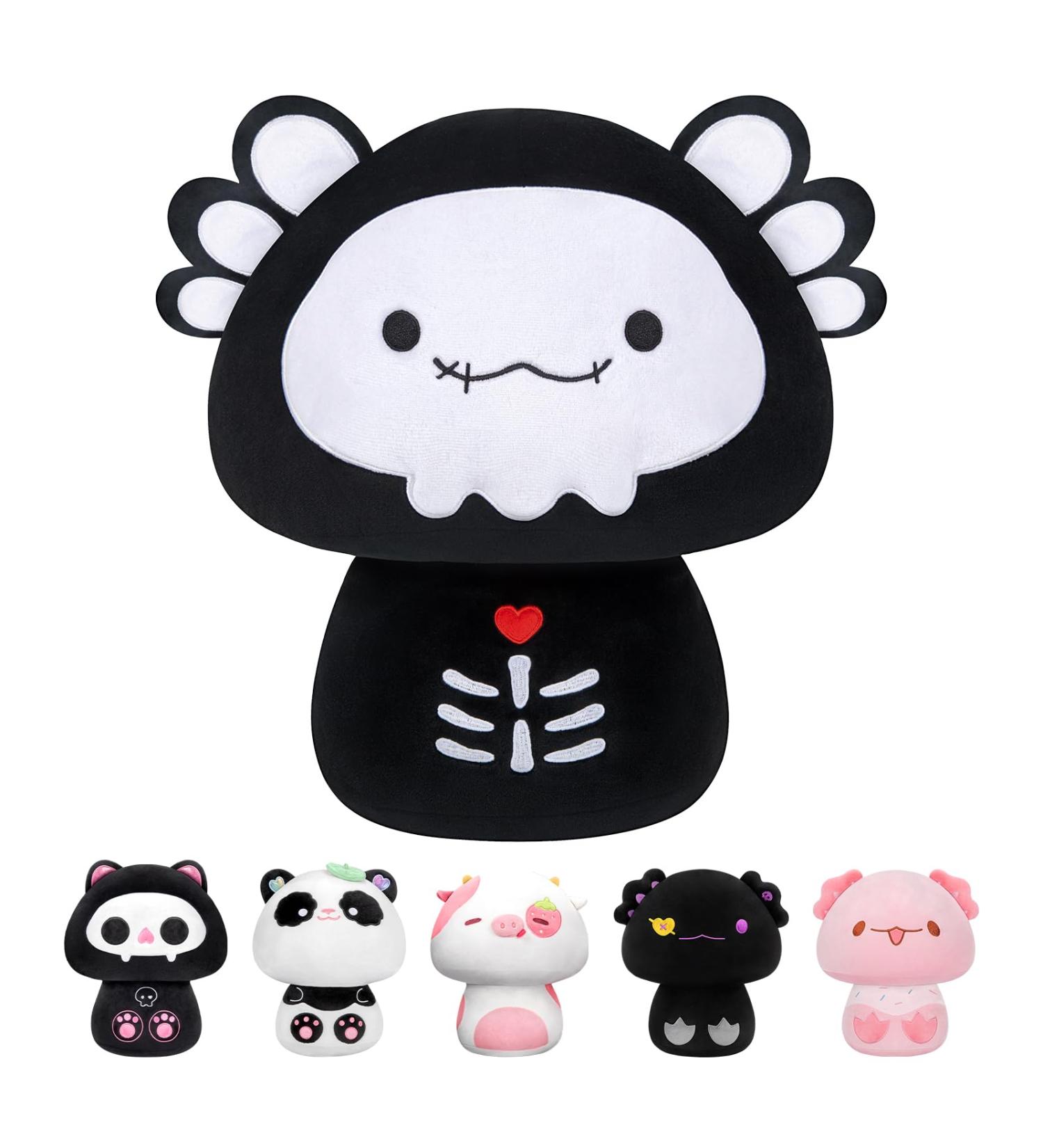 Mewaii 14'' Soft Skeleton Axolotl Mushroom Plush Pillow Toy - Black Bone Axolotl 14 Inch - Buy Online on GoSupps.com