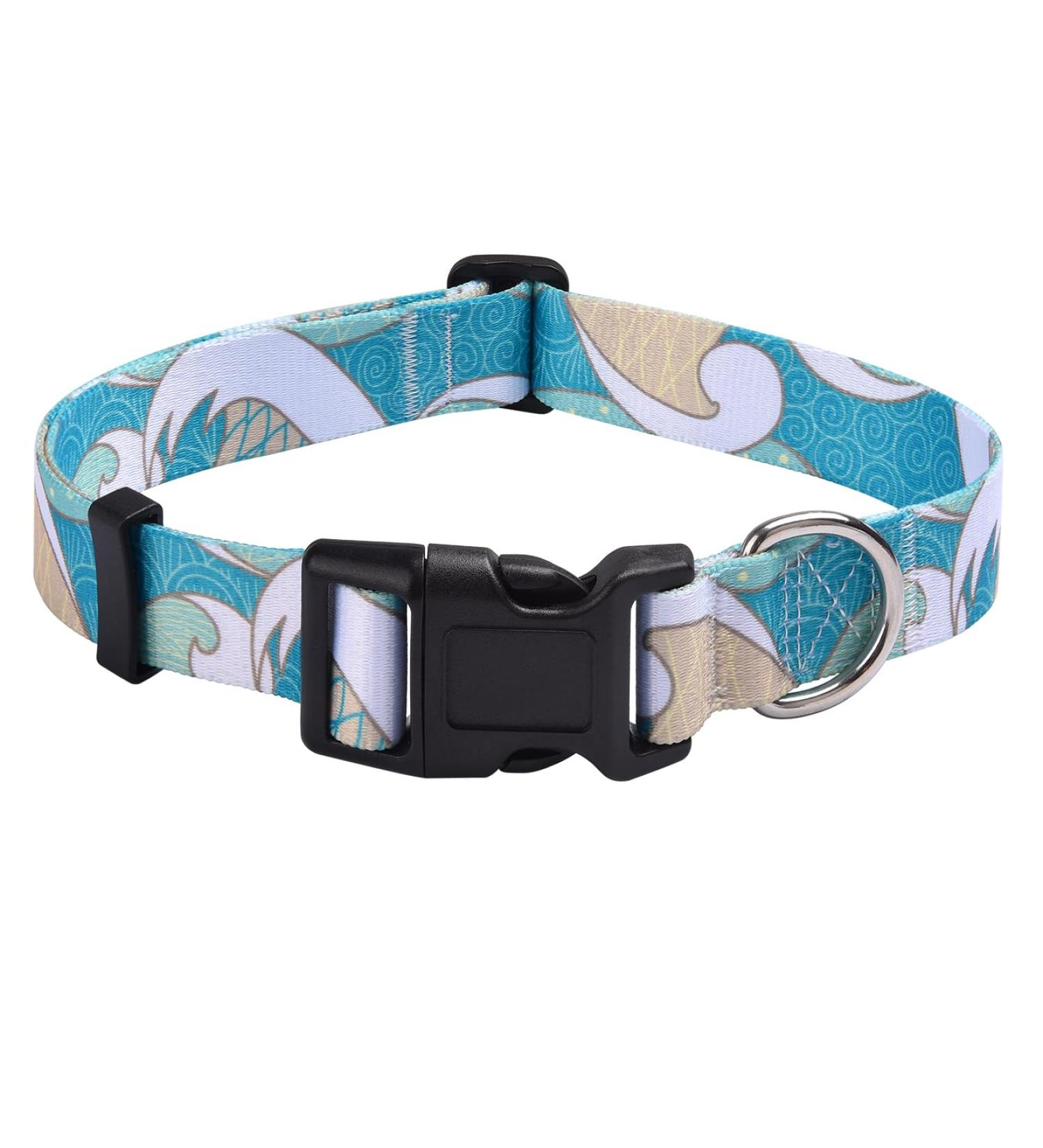Mihqy Adjustable Soft Dog Collar - Bohemian Floral & Geometric Design for All Dog Sizes (38-63 cm) - Buy Online on GoSupps.com