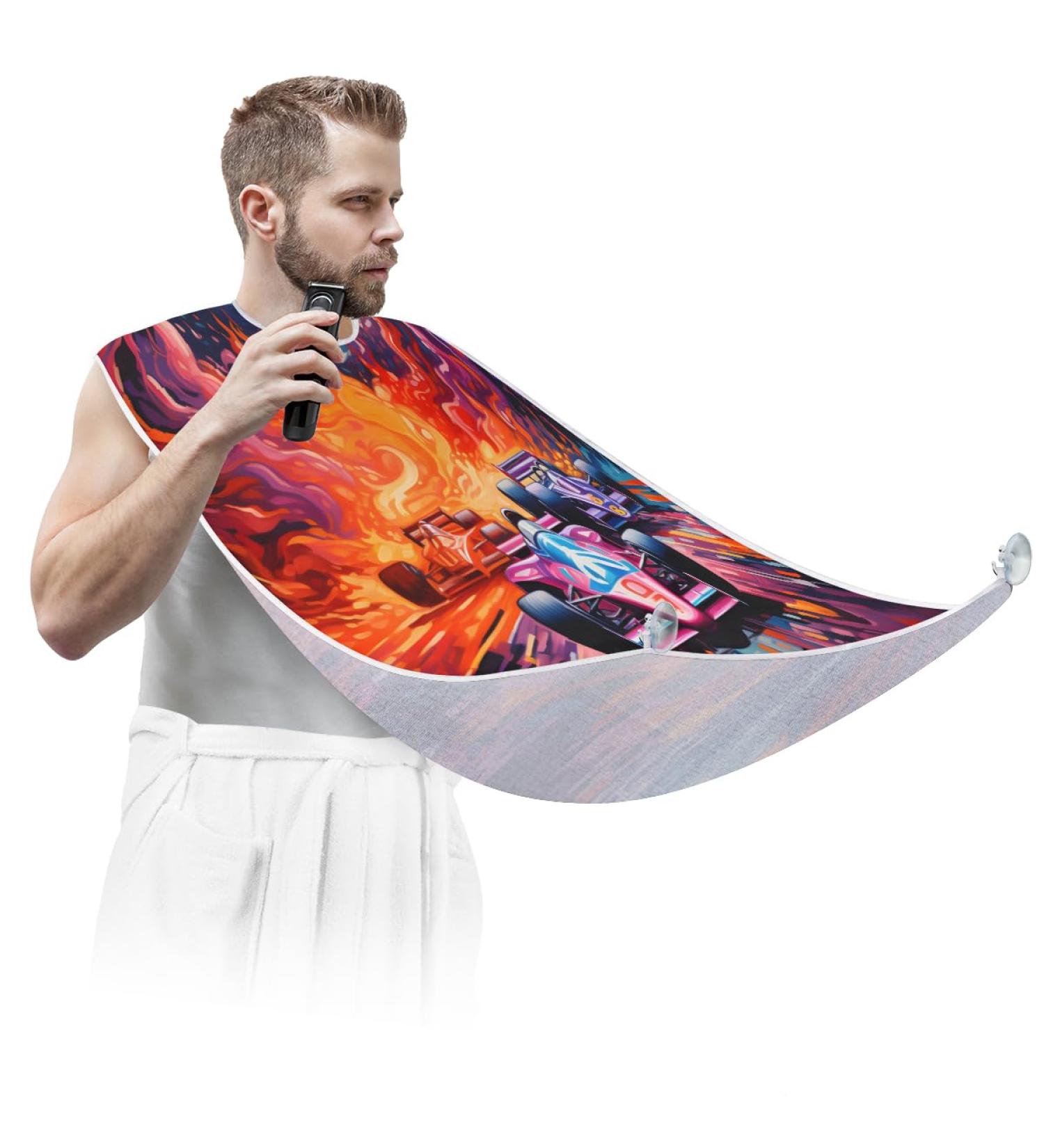Cool Race Car Beard Bib Apron - Best Beard Hair Catcher for Men | Perfect Gift for Father's Day Anniversaries & Christmas with Suction Cups - Buy Online on GoSupps.com