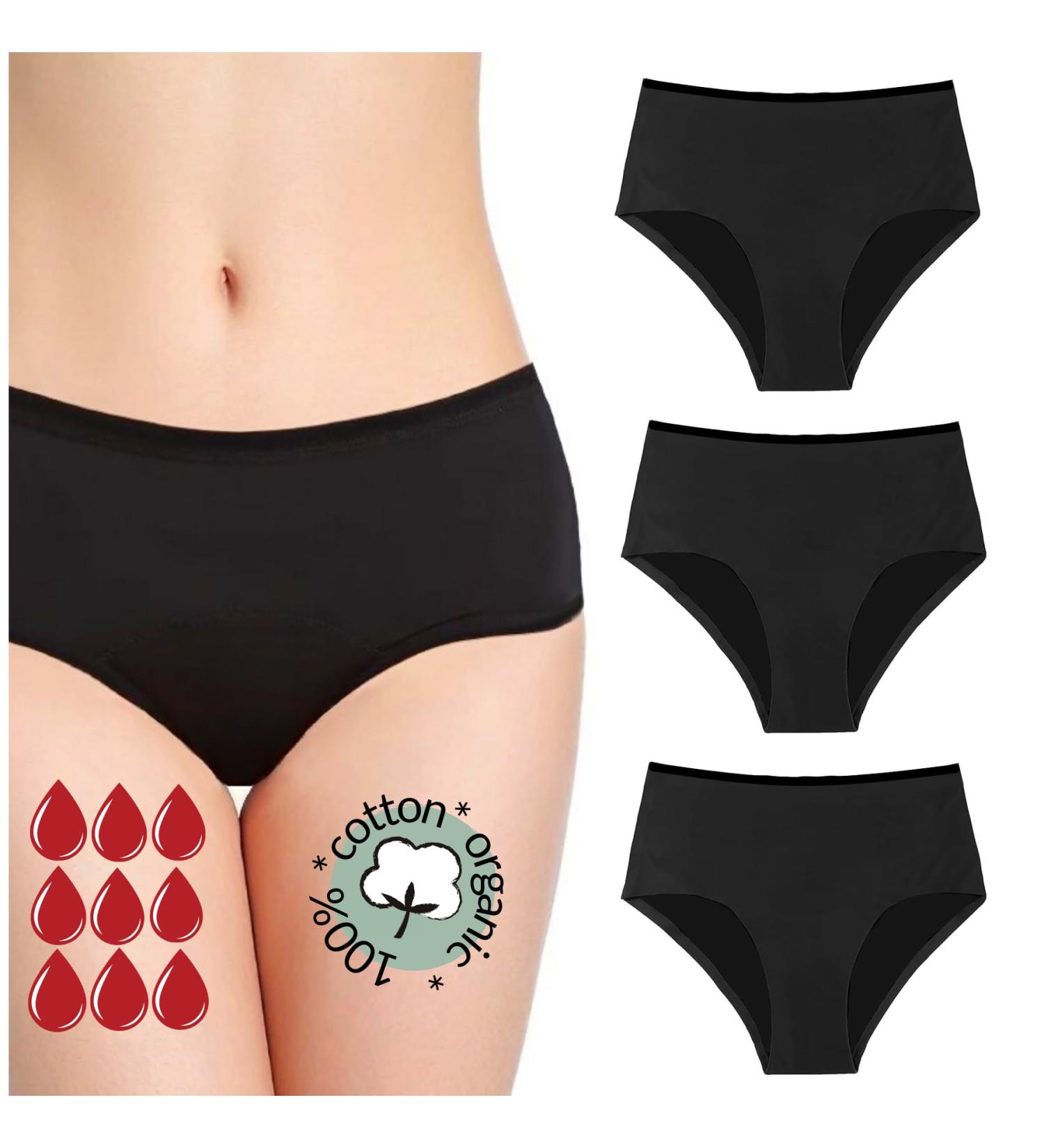 Noblood Period Underwear - Eco-Friendly Washable Cotton Briefs - 2-3 Tampon Absorbency - Sizes XXS to 3XL - Perfect for Menstruation - Buy Online on GoSupps.com