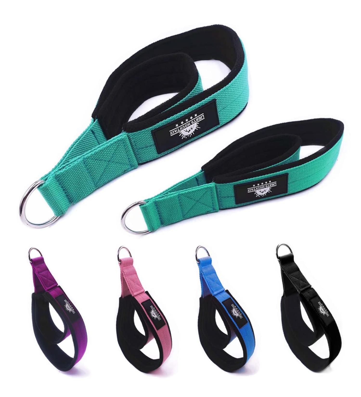 Lights Mountain Pilates Double Loop Straps - 1 Pair, D-Ring Handle, Yoga Exercise Accessories for Home Gym - Lake Green M - Buy Online on GoSupps.com