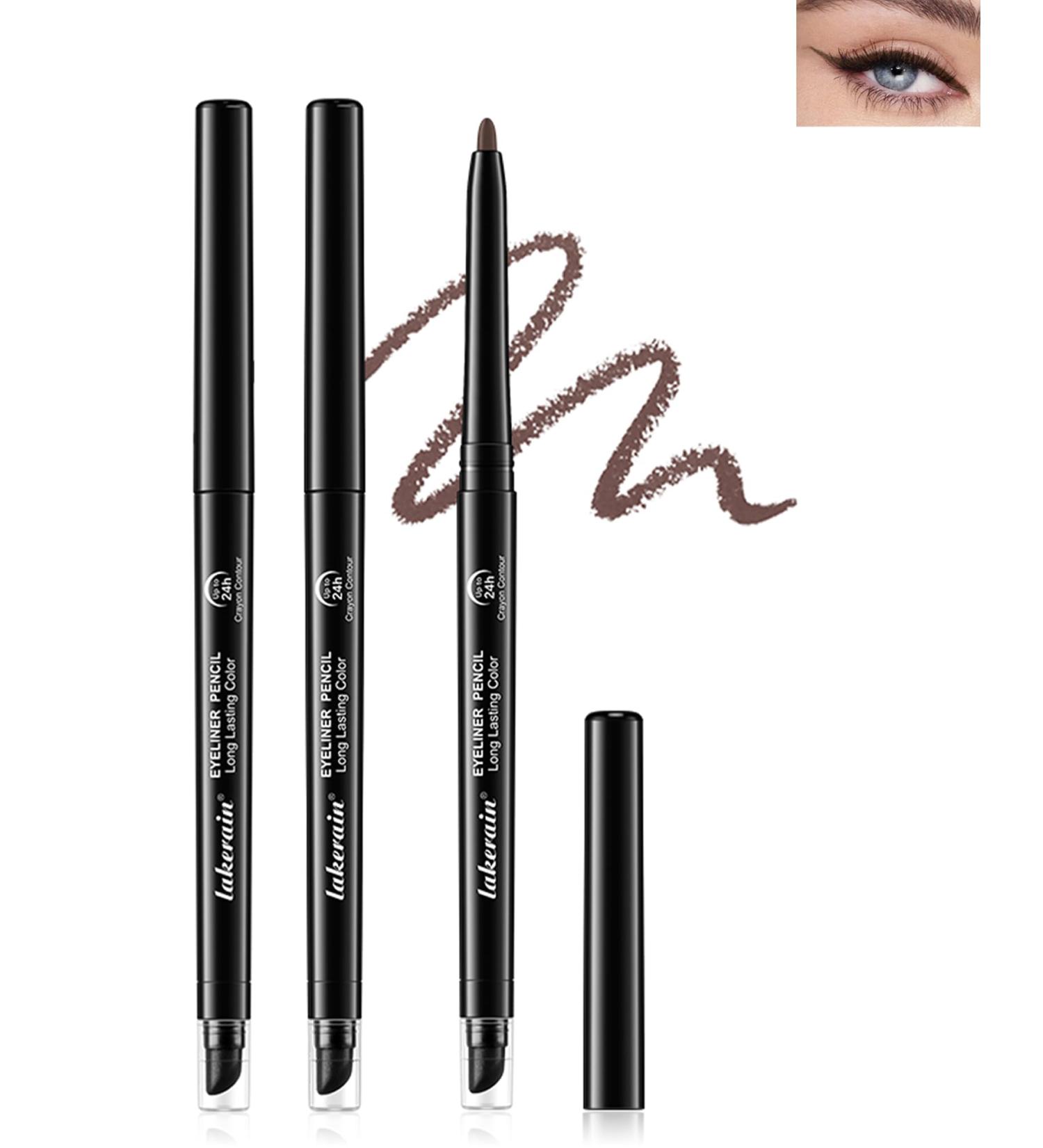 Brown Waterproof Eyeliner Pencil 2Pcs Smudge Proof Long Lasting Gel Eyeliner Creamy Smooth Waterline Eyeliner Highly Pigmented Micro-Fine Retractable Eyeliner with Built-In Sharpener & Smudger-03 03 Brown - Buy Online on GoSupps.com