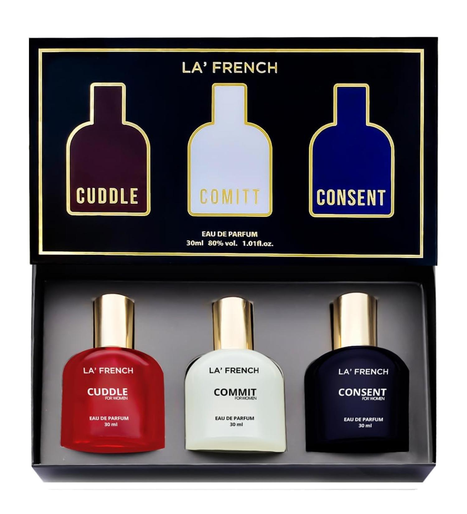 Perfume Gift Set for Women 3x30 ML Cuddle Commit & Consent Perfume Scent | Long Lasting EDP Fragrance Scent | Date night fragrance | Ideal Gift for Women - Buy Online on GoSupps.com