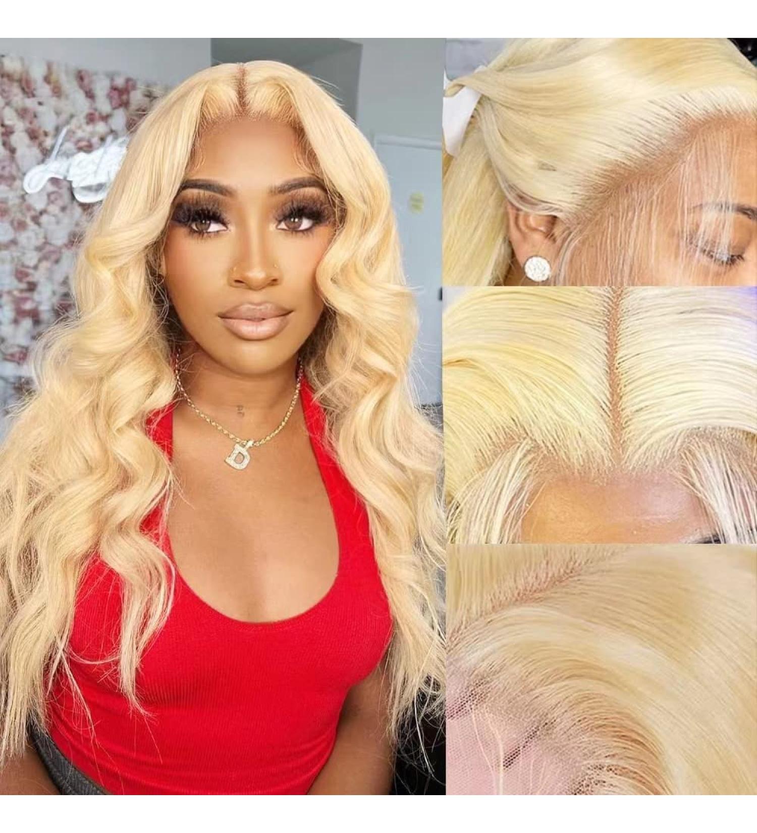 613 Body Wave Lace Front Wig 22 - Pre Plucked Blonde Human Hair 150% Density Wig - Buy Online on GoSupps.com