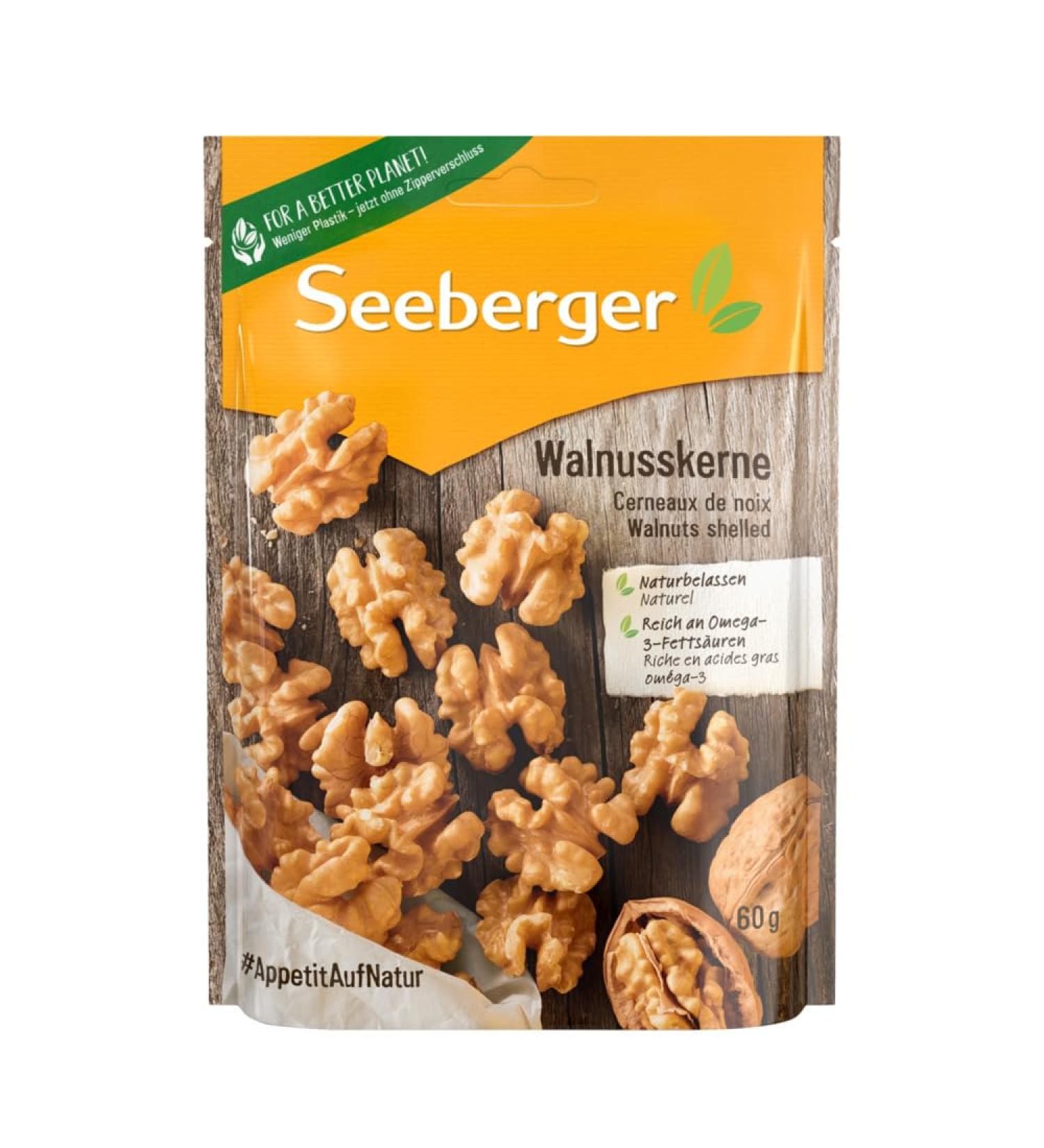 Seeberger walnut kernel 15 pack: walnuts without a bowl - rich in omega -3 fatty acids - ideal as a healthy snack - without additives vegan (15 x 60 g) sweet 60 g (15 pack)