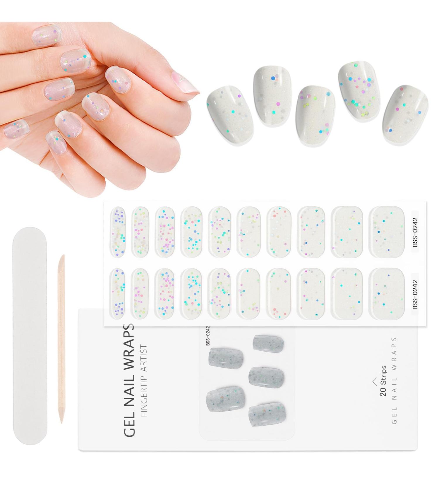 EBANKU 20 PCS Gel Nail Strips Real Gel Nail Polish Sticker Works with Any LED Nail Lamp Long-Lasting Salon Quality Gel Nail Wraps(Color Dots) - Buy Online on GoSupps.com