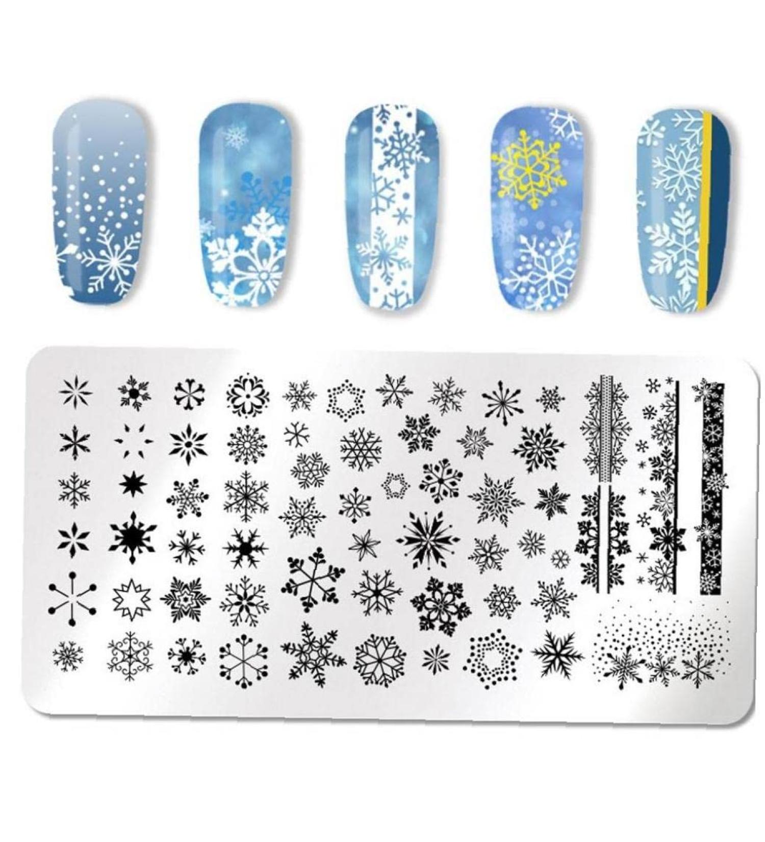 Snowflake Flowers Nail Stamping Plates | Autumn Winter Face Image Stencils for Boys & Girls | International Shipping - Buy Online on GoSupps.com