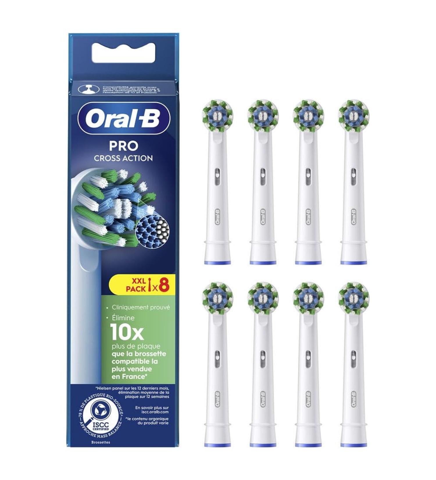 Oral-B Pro Cross Action Brush Heads - 8 Pack for Electric Toothbrushes | International Shipping Available - Buy Online on GoSupps.com