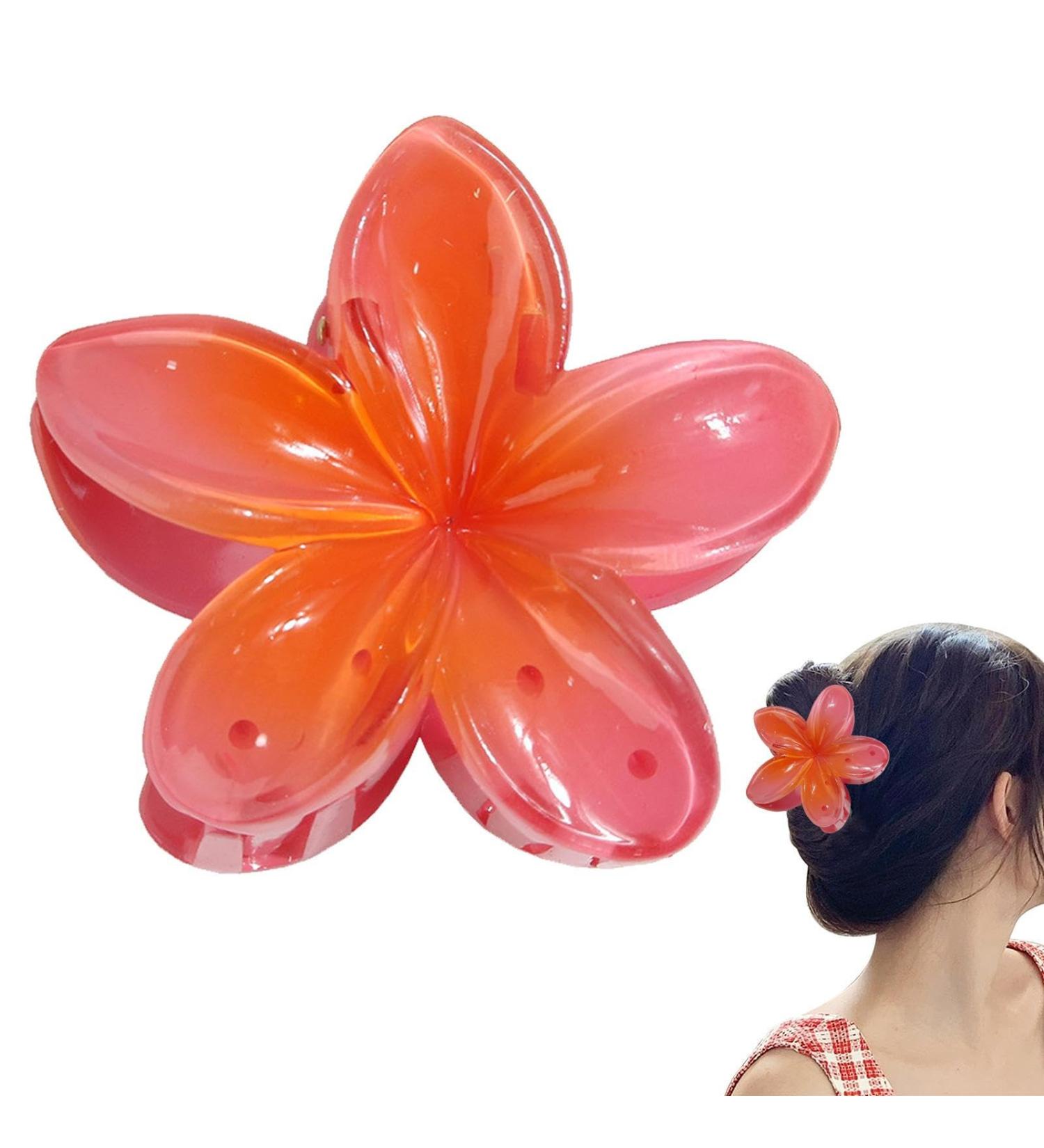 Hawaiian Flower Hair Clip Flower Claw Plumeria Hair Clip | Colorful Flower Hair Clips for Girls Ladies to Claw Thick Hair & Thin Hair Swan-ca Red - Buy Online on GoSupps.com