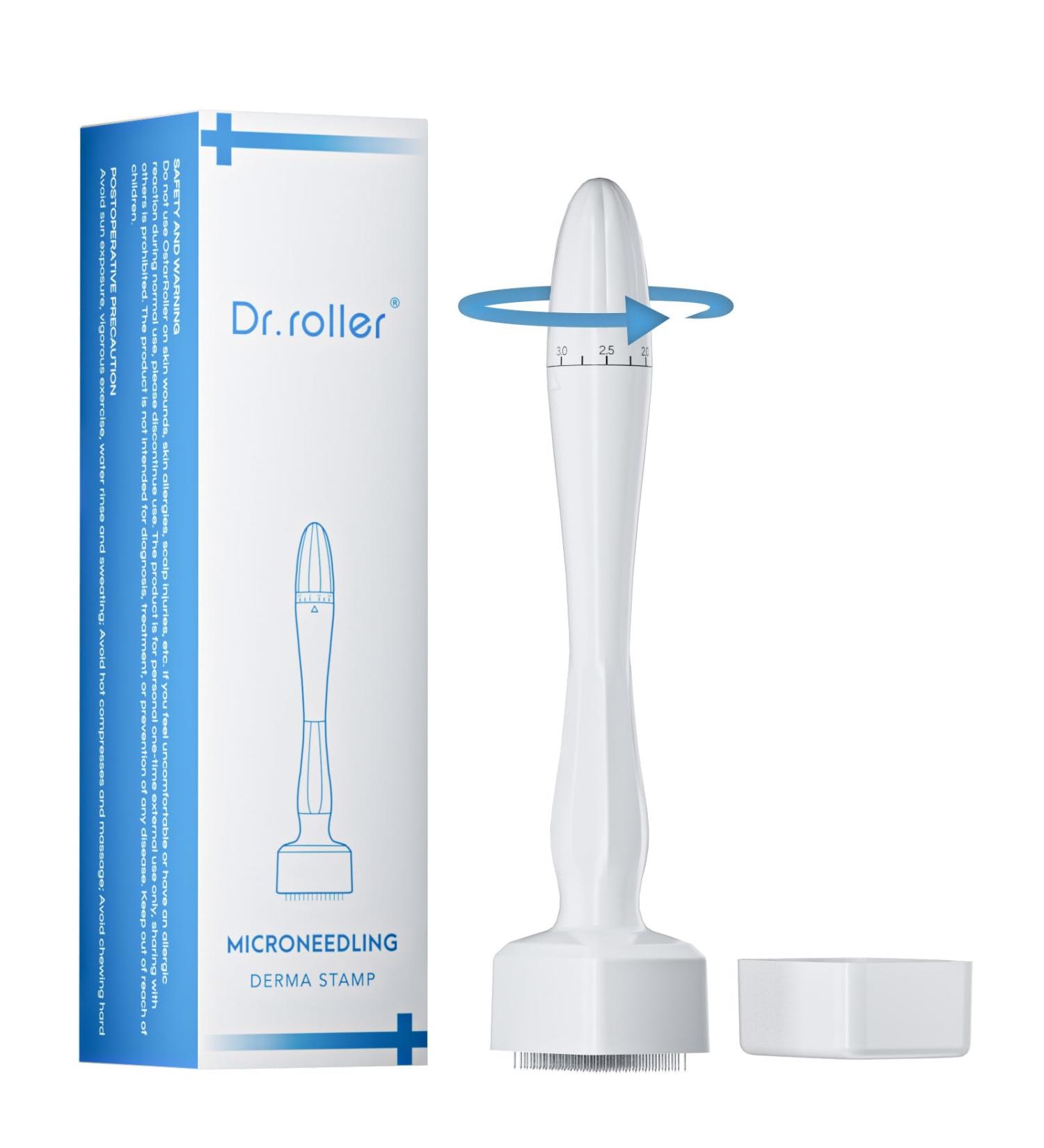 Dr.roller Derma Stamp Adjustable Microneedling Stamp Pen 0-3mm with 140 Titanium Pins Professional Dermastamp Microneedling Pen Derma Pen Derma Roller Hair Beard Growth for Men and Women - Buy Online on GoSupps.com