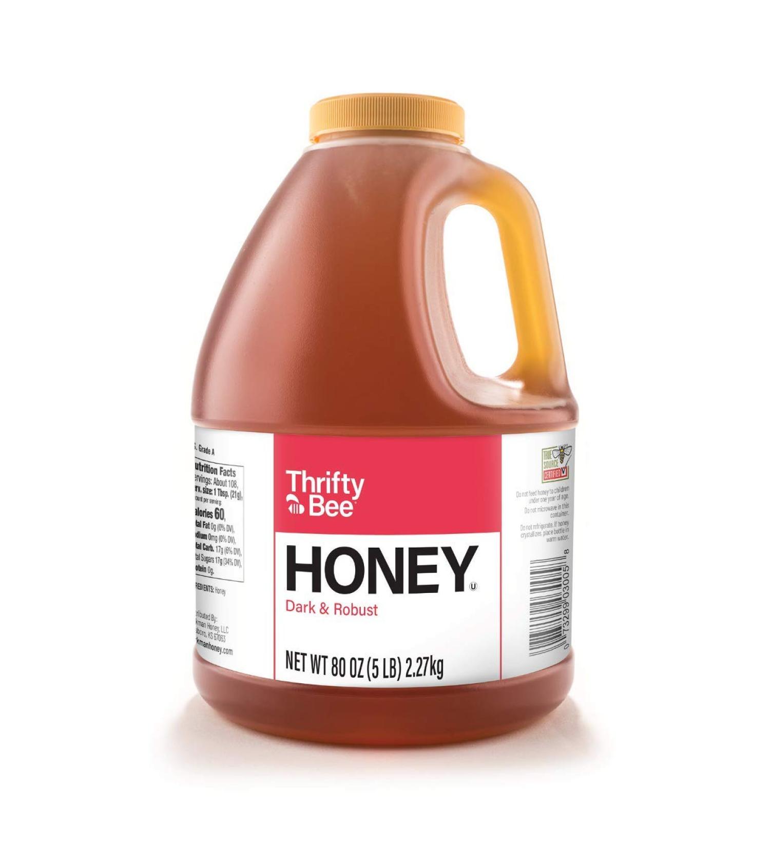 Thrifty Bee Honey 80oz (5lb) Large Bulk Jug - Premium Quality Honey (1 Pack) - Buy Online on GoSupps.com