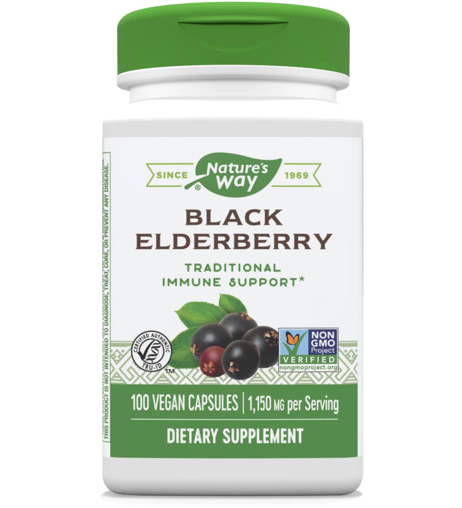 Nature's Way Black Elderberry Capsules - Boost Immunity with 100 Count - Buy Online on GoSupps.com