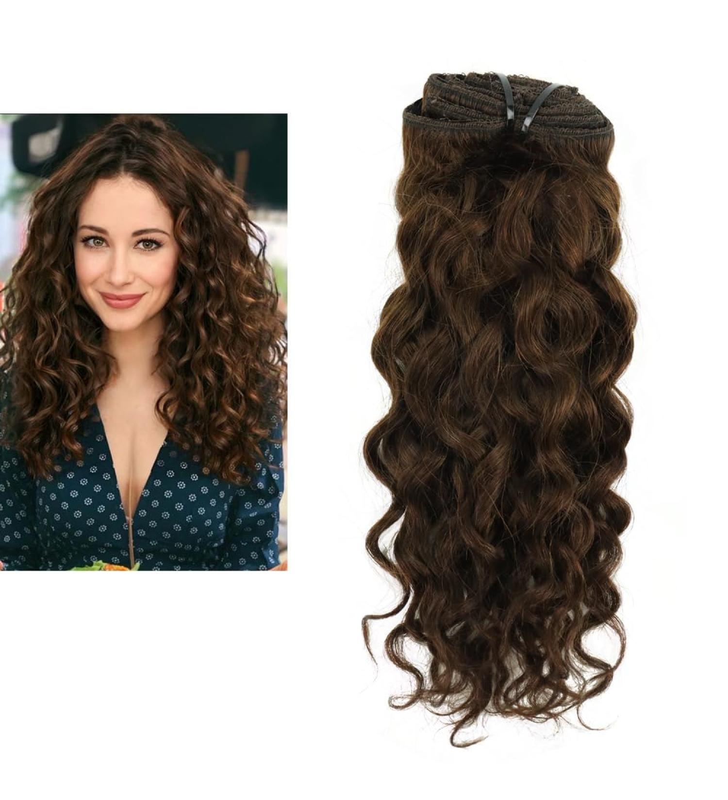 Mila 18 Clip-In Extensions | 100% Remy Real Hair | Medium Brown #4 | Natural Wave | 120g - Buy Online on GoSupps.com