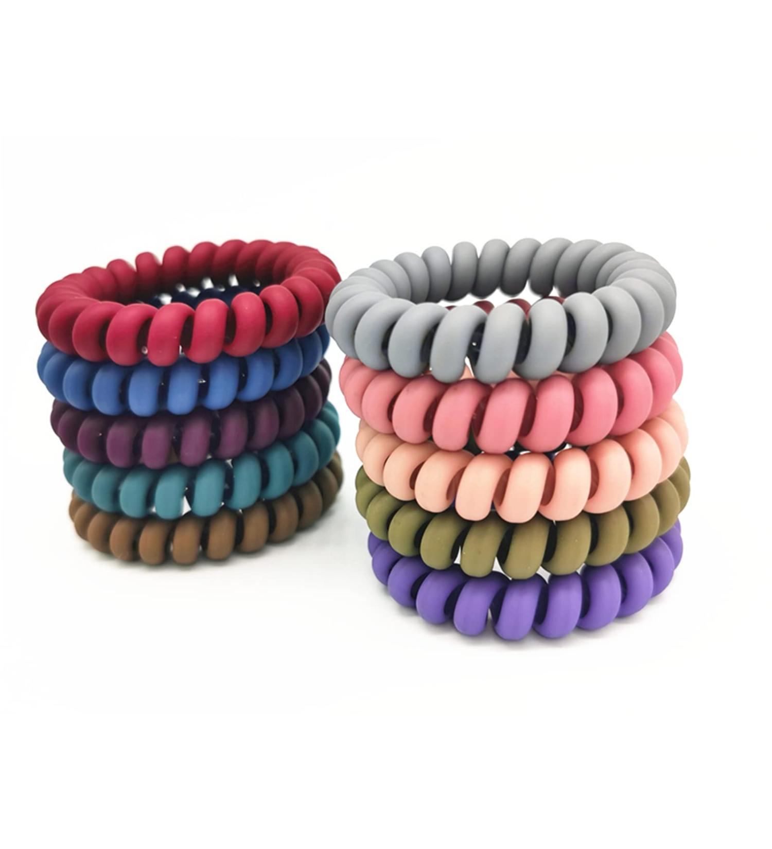 Spiral Hair Ties Set - 10 PCS Coil Hair Elastics in 10 Colors for Girls and Women - Buy Online on GoSupps.com