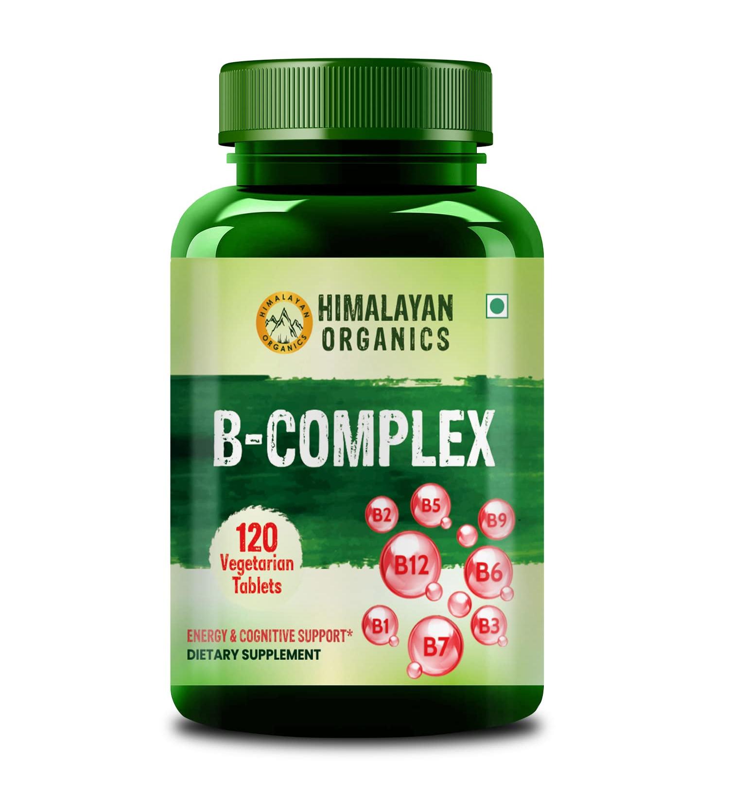 Himalayan Organics Vitamin B Complex with 100% RDA B1 B2 B3 B5 B6 B9 & B12 | 120 Veg Tablets - Buy Online on GoSupps.com