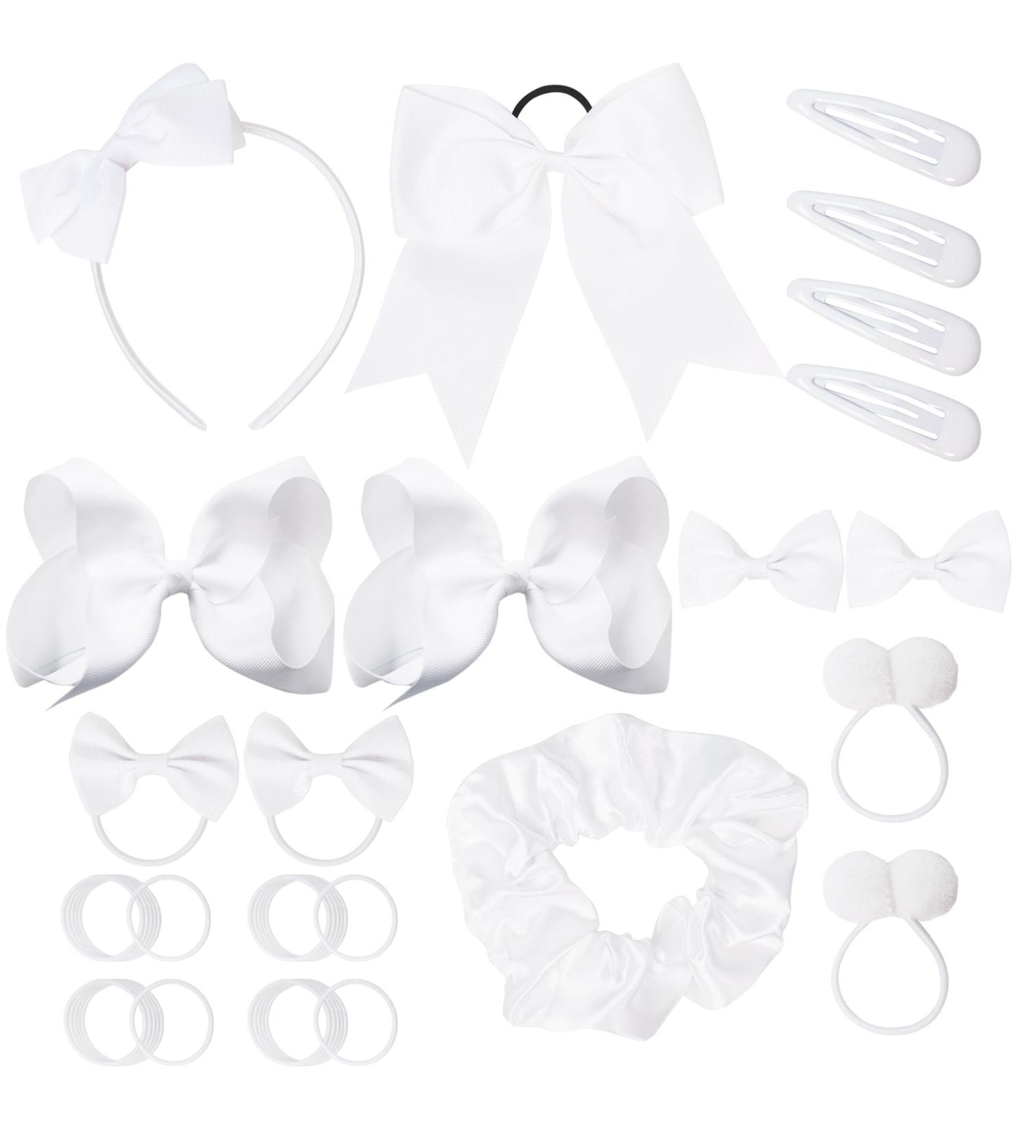 45-Piece White School Girls Hair Accessories Kit - Bow Headband, Hair Clips, Ponytail Holders - Birthday Gift for Girls - Buy Online on GoSupps.com