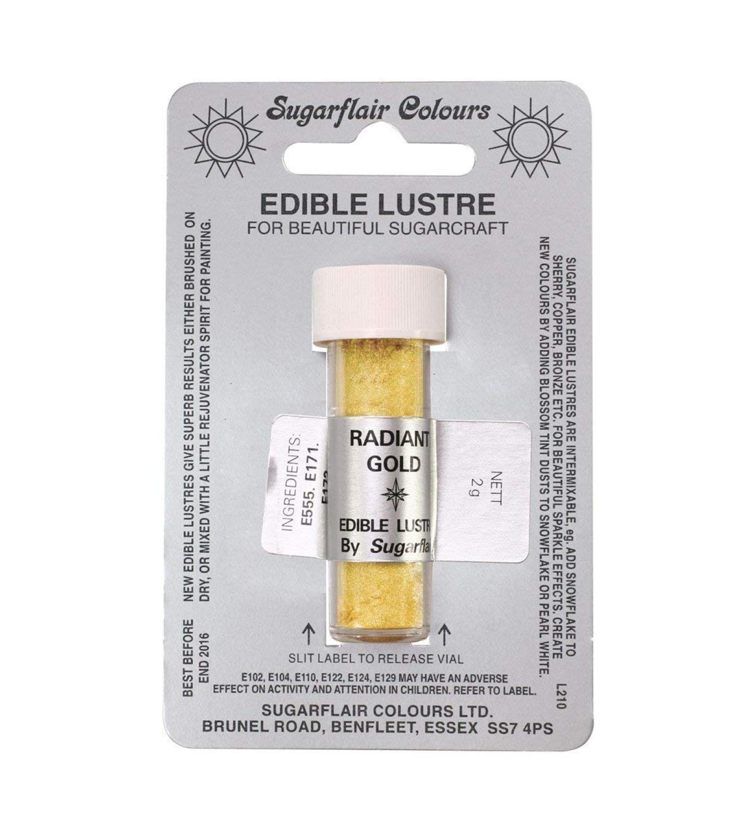 Sugarflair RADIANT GOLD Edible Lustre Dust Powder - Cake decorating shimmer