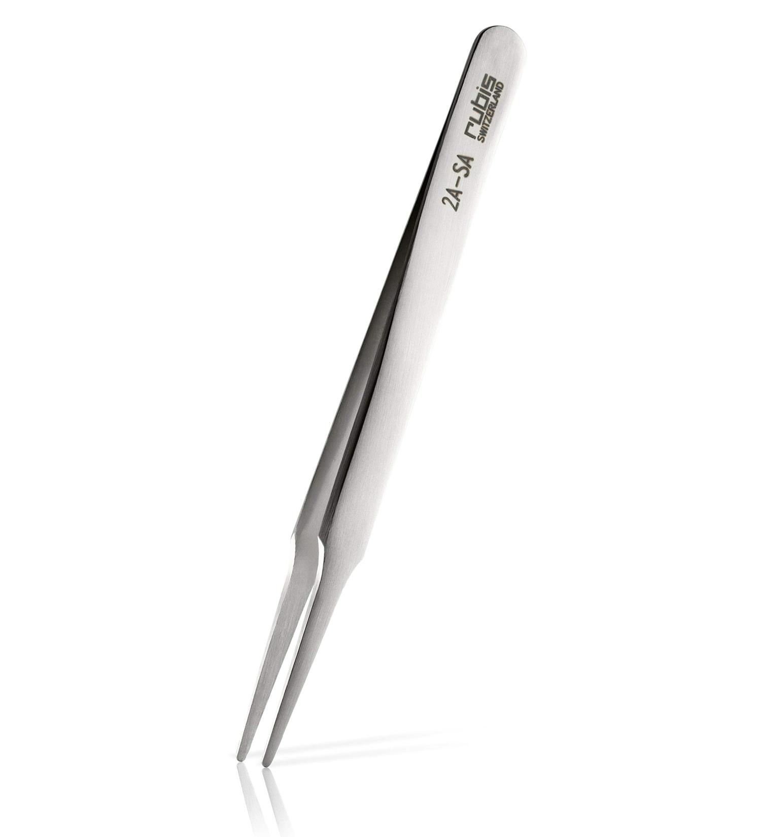 Rubis Tech precision tweezers 2A -SA - 120 mm - Technical tweezers with precision tip straight -rounded 2 mm anti -timing acid -resistant
