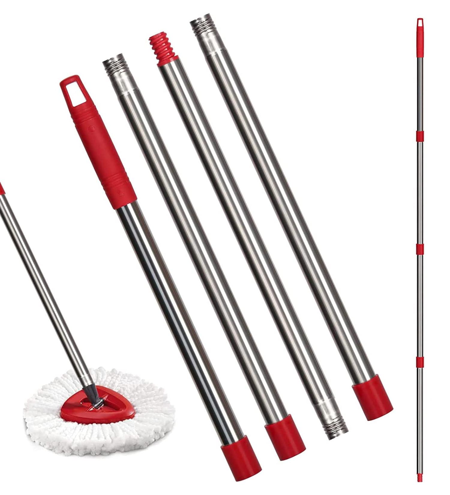 Qulable Spin Mop Replacement Handle - Adjustable 4-Section Stick for O-Cedar & EasyWring Mops - Red - Buy Online on GoSupps.com