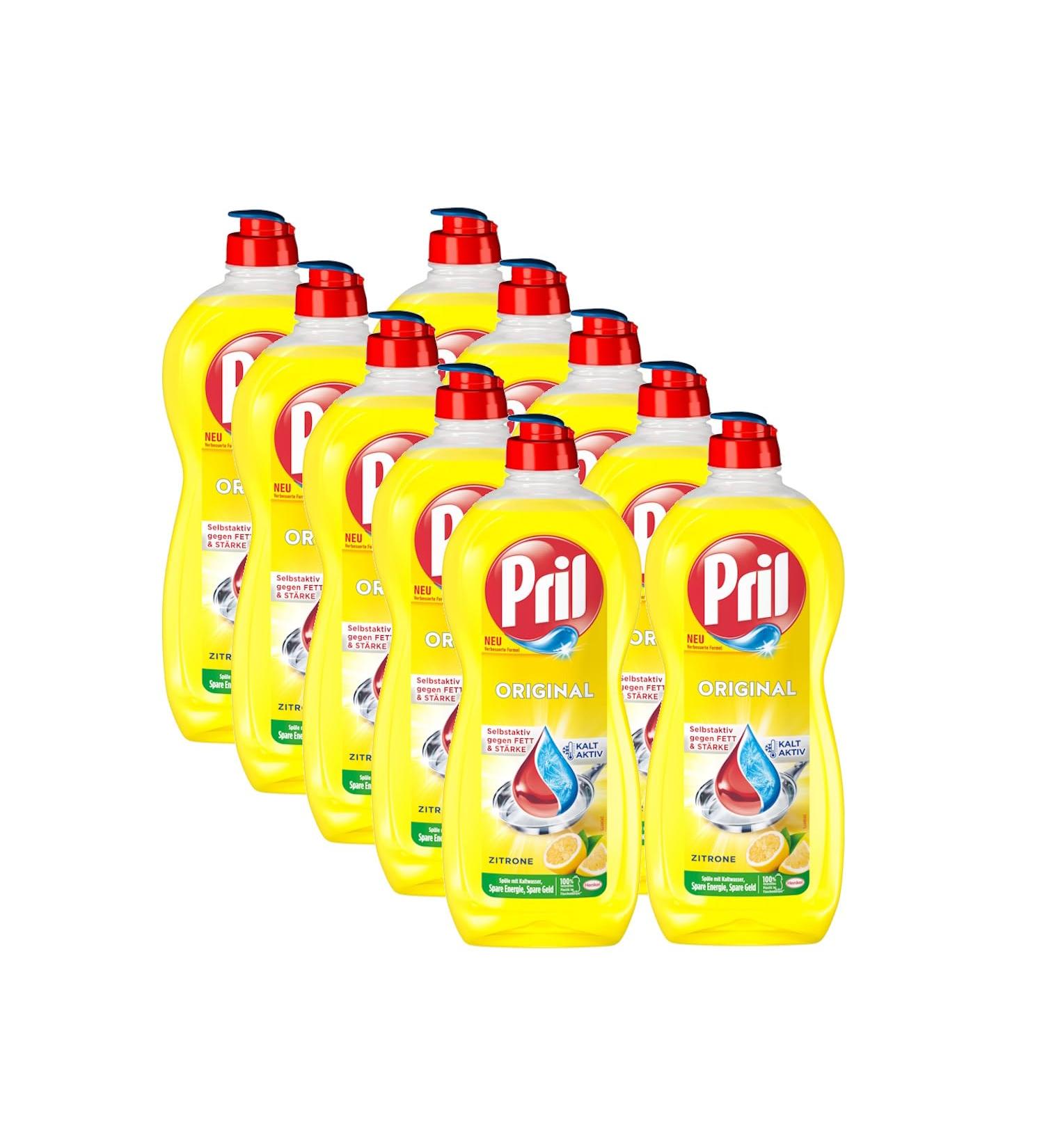 Pril Original Lemon Hand Dishwashing Detergent - 10x675ml | Superior Grease Removal Cold Water Cleaning Fresh Lemon Scent - Buy Online on GoSupps.com