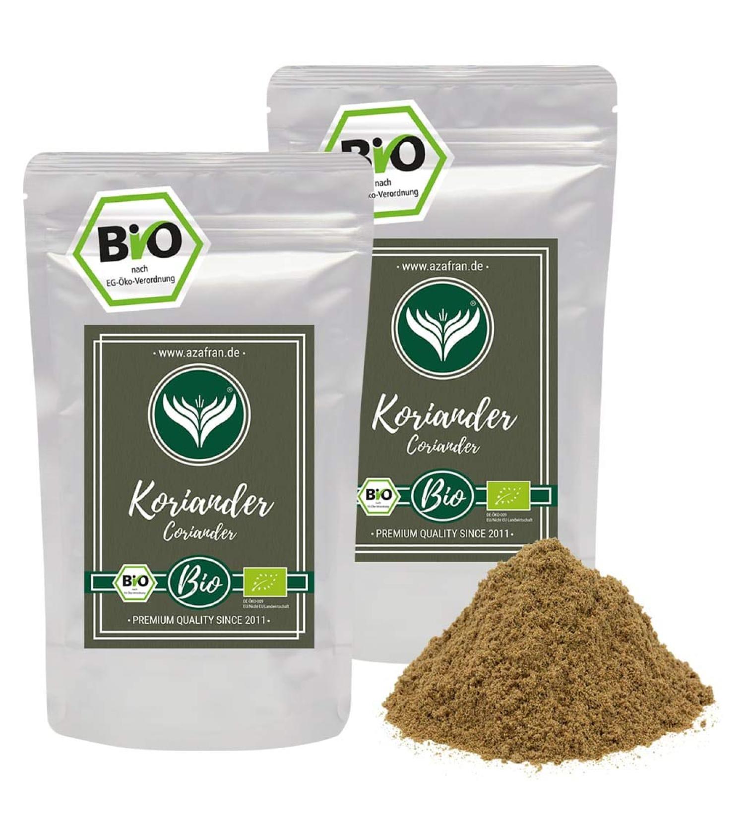 Azafran Organic Coriander Seeds | Ground Coriander Powder 500g - Premium Quality Spice for Global Shipping - Buy Online on GoSupps.com