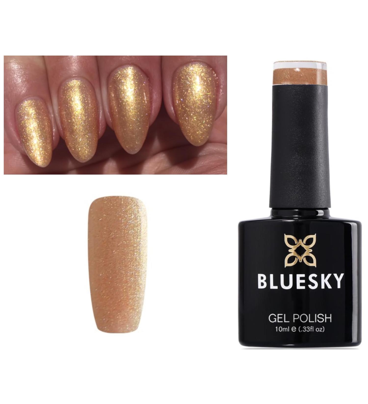 Bluesky GEL NAIL POLISH Light Gold Shimmer Crystal Fine Glitter Shimmer SJ33 Nail UV LED Soak Off 10ml - Buy Online on GoSupps.com