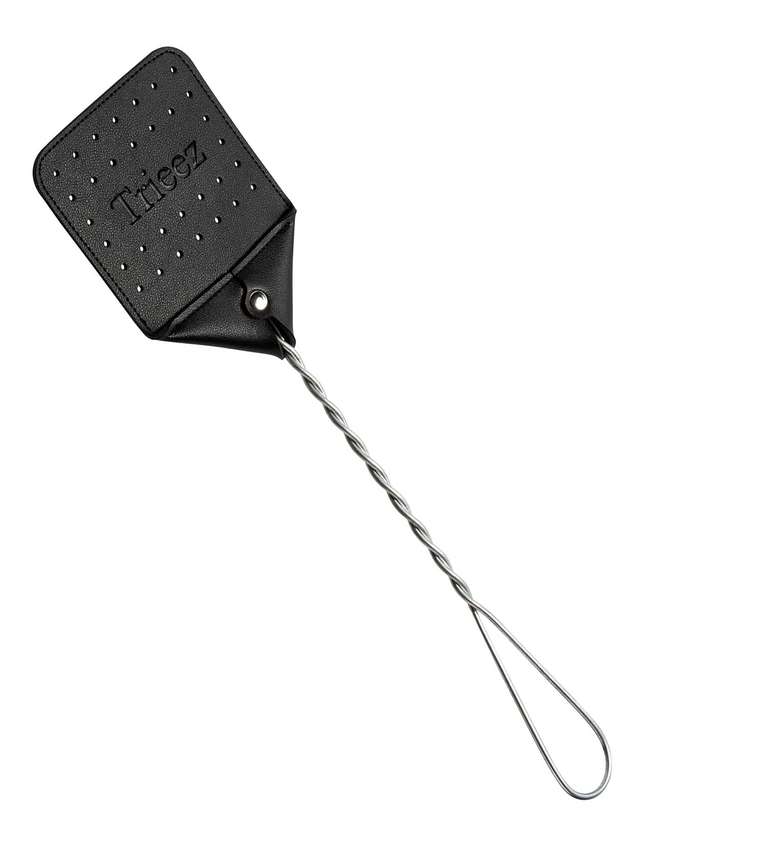 Trieez 17.5 Sturdy Leather Fly Swatter - Heavy Duty Bug Swatter for Flies, Bees, Mosquitoes - Rustic Design with Durable Metal Handle in Black - Buy Online on GoSupps.com