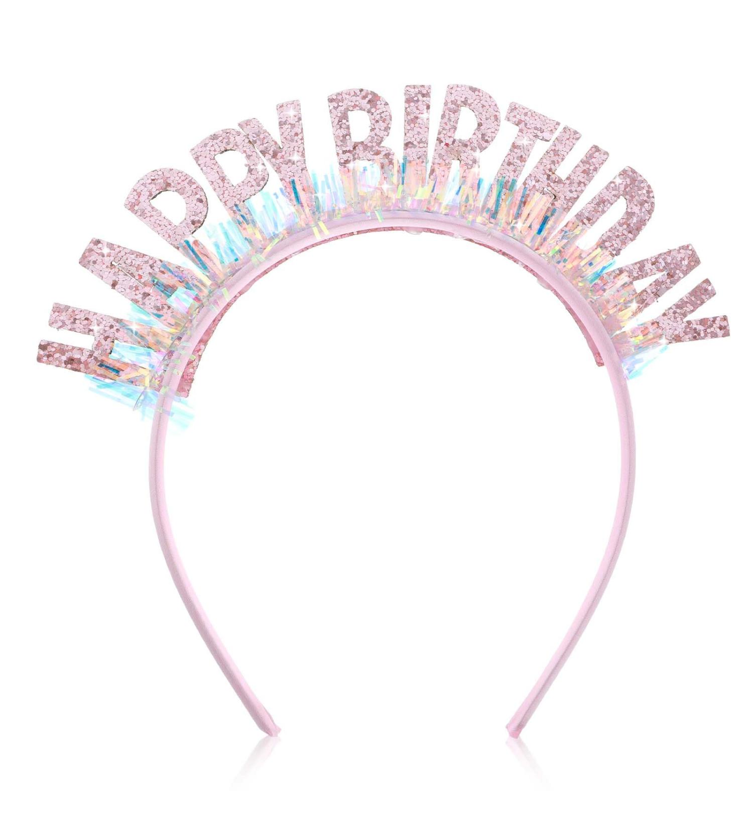 Sibba Birthday Crown Beautiful Headband Glitter Birthday Hairband Shiny Tiara Cute Hair Accessories Happy Birthday Crowns Fit Women Girls Party Take Photos Decorations Gifts (Pink) - Buy Online on GoSupps.com