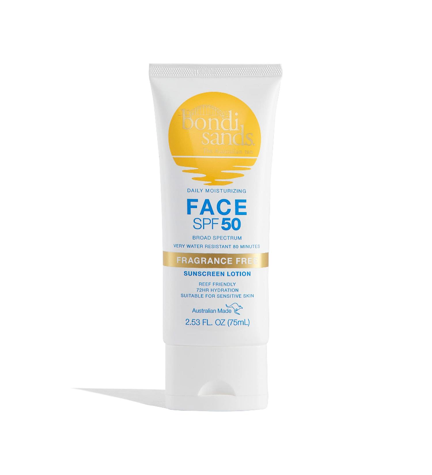 Bondi Sands Fragrance Free Daily Face Sunscreen SPF 50 | Hydrating UVA/UVB Protection, Non-Greasy & Water Resistant | 2.53 Oz/75 mL - Buy Online on GoSupps.com