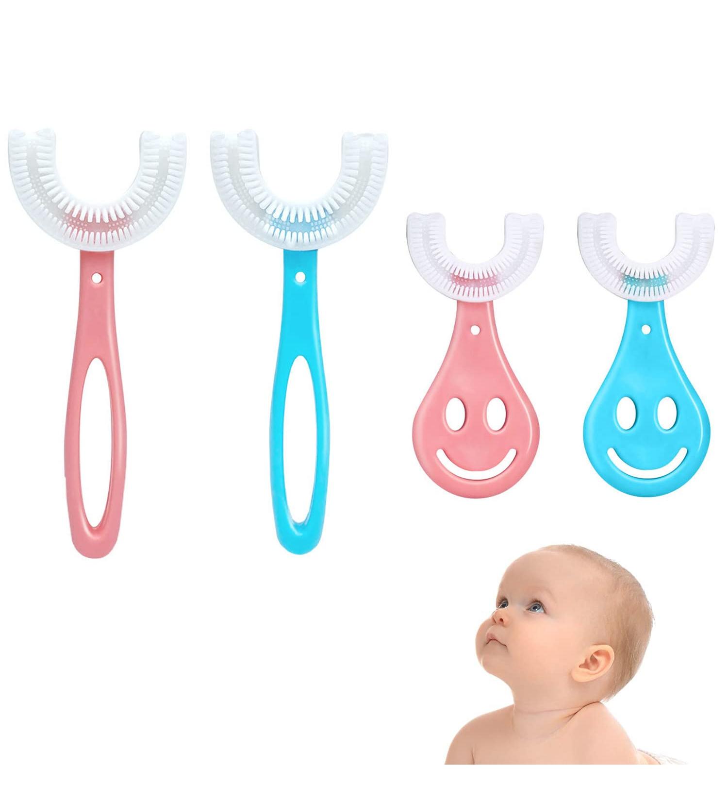 4-Piece U-Shaped Children's Toothbrush Set | 360 Mouth Cleaning | Soft Silicone for Ages 2-6 - Buy Online on GoSupps.com